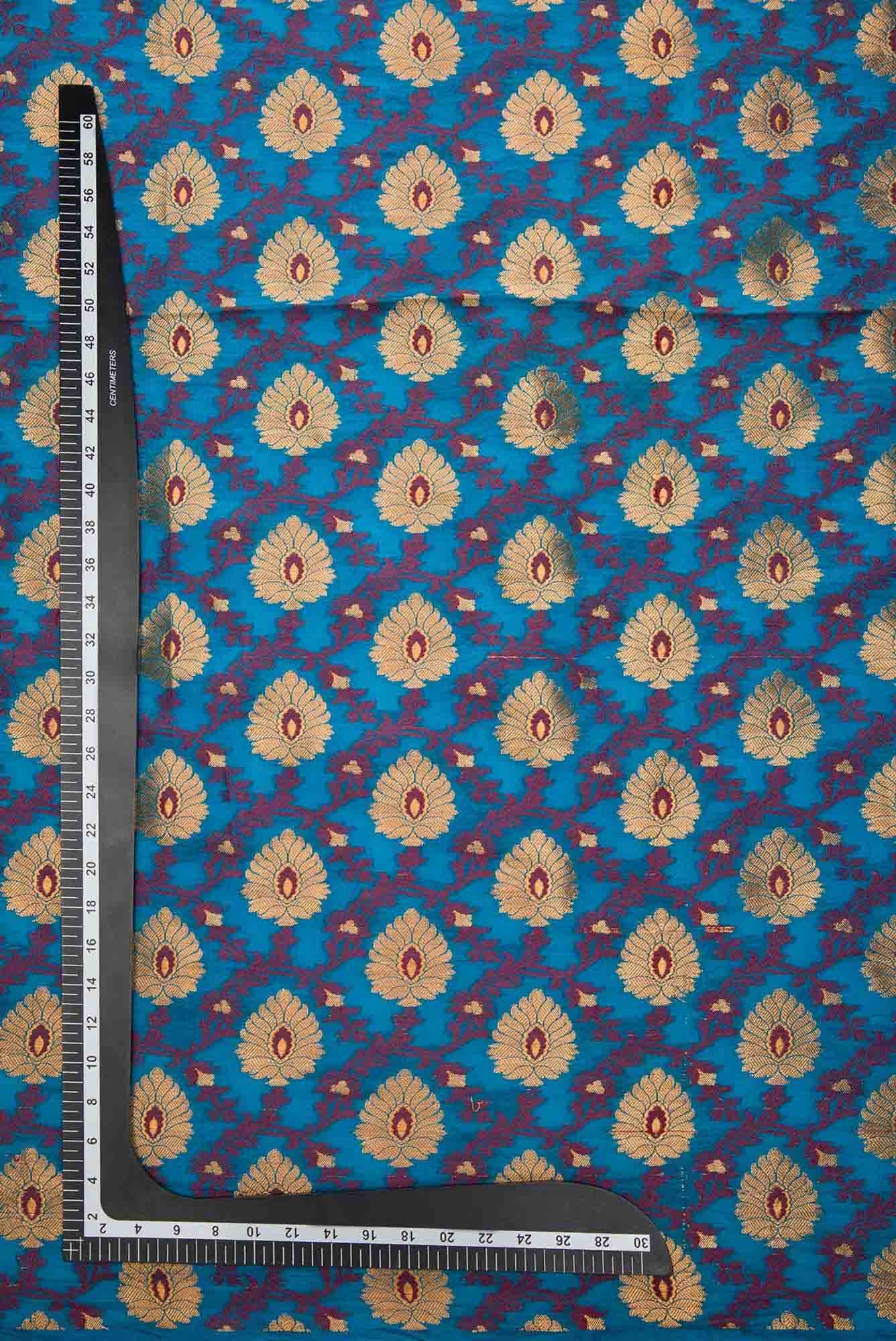 Peacock Blue Banarasi Silk Dress Material