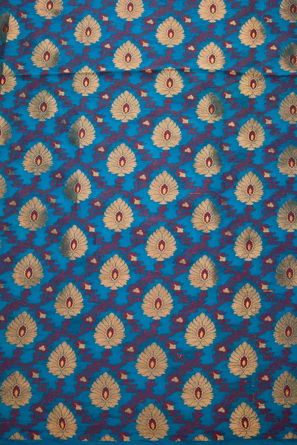 Peacock Blue Banarasi Silk Dress Material