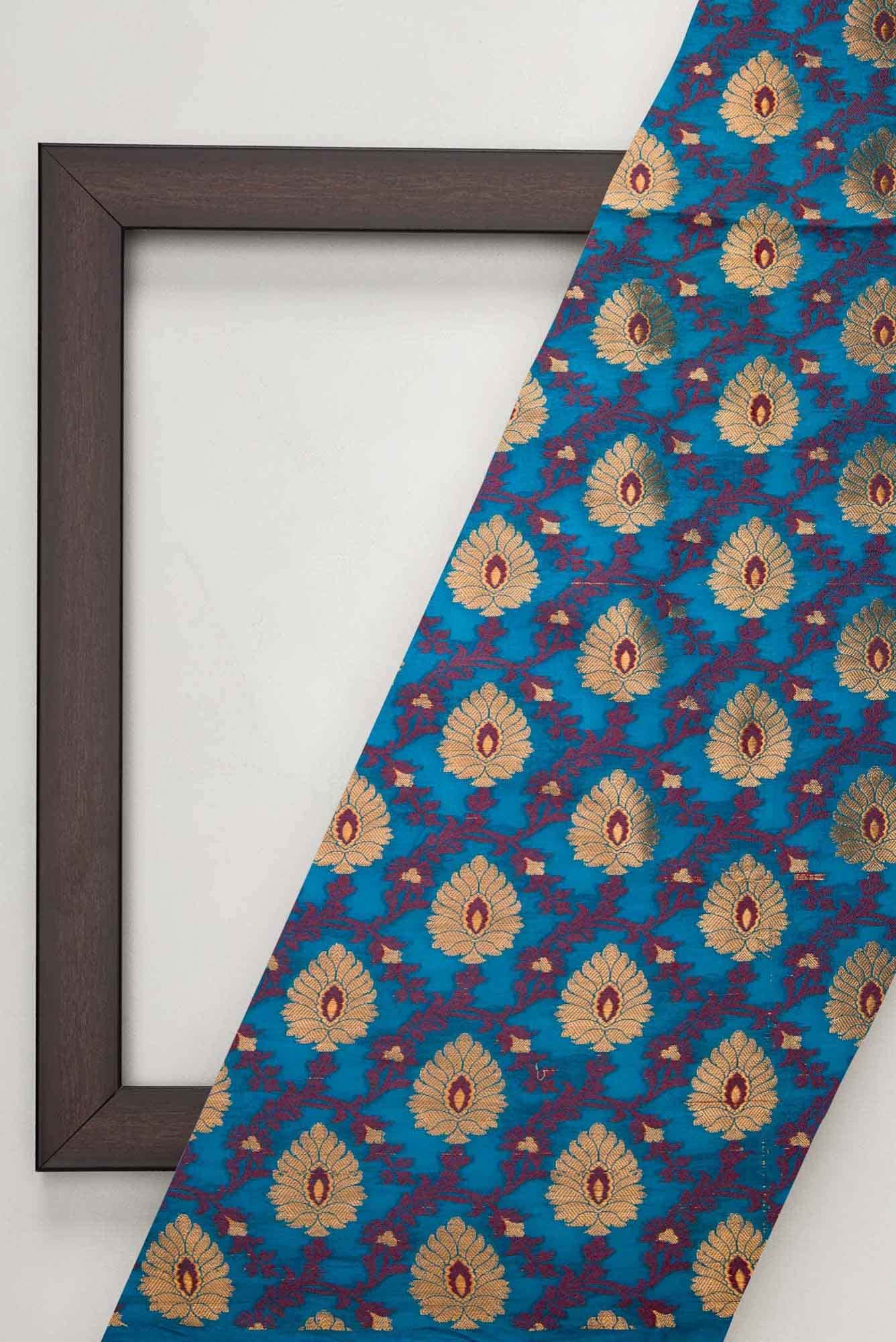 Peacock Blue Banarasi Silk Dress Material