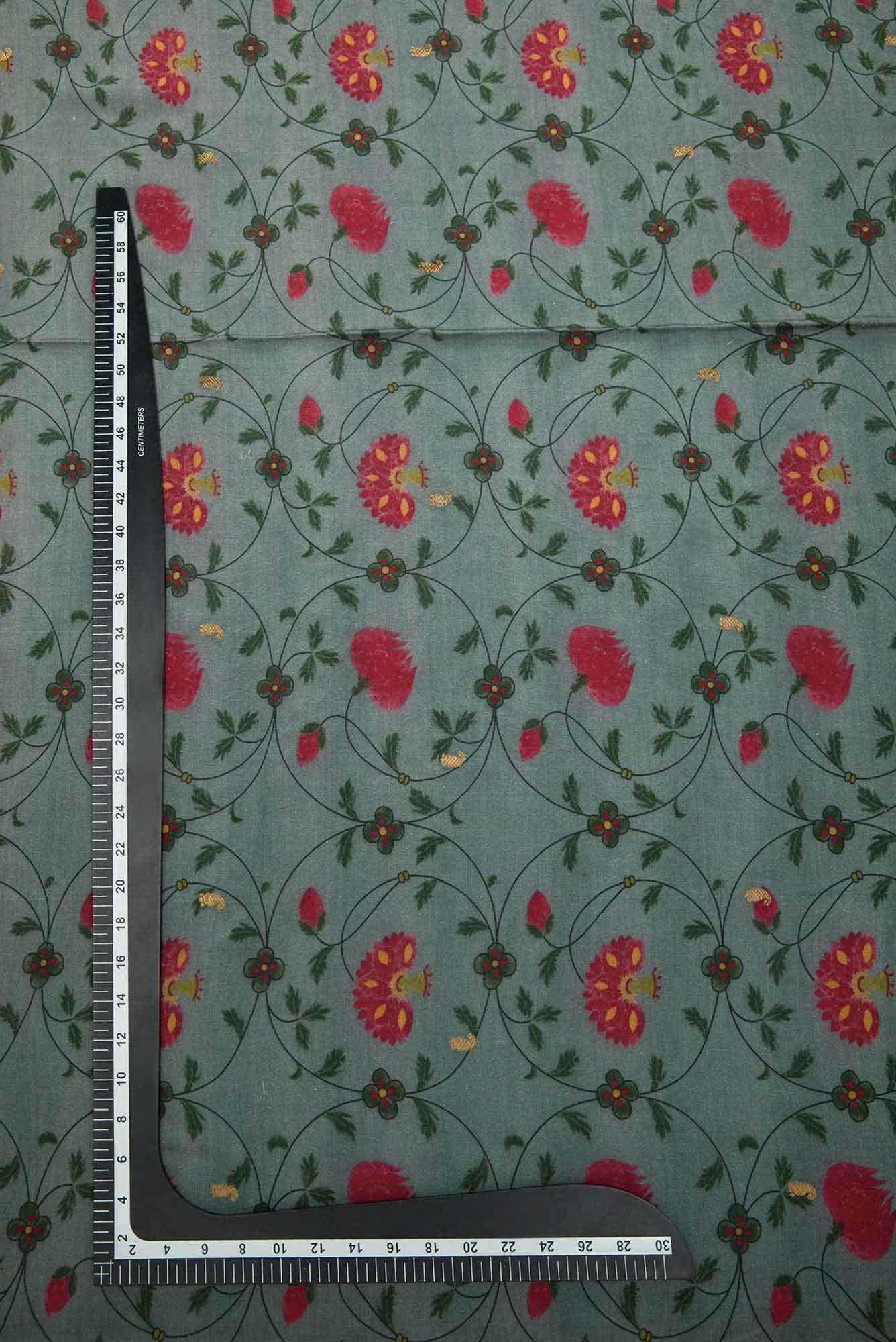 Grey Chanderi Silk Dress Material