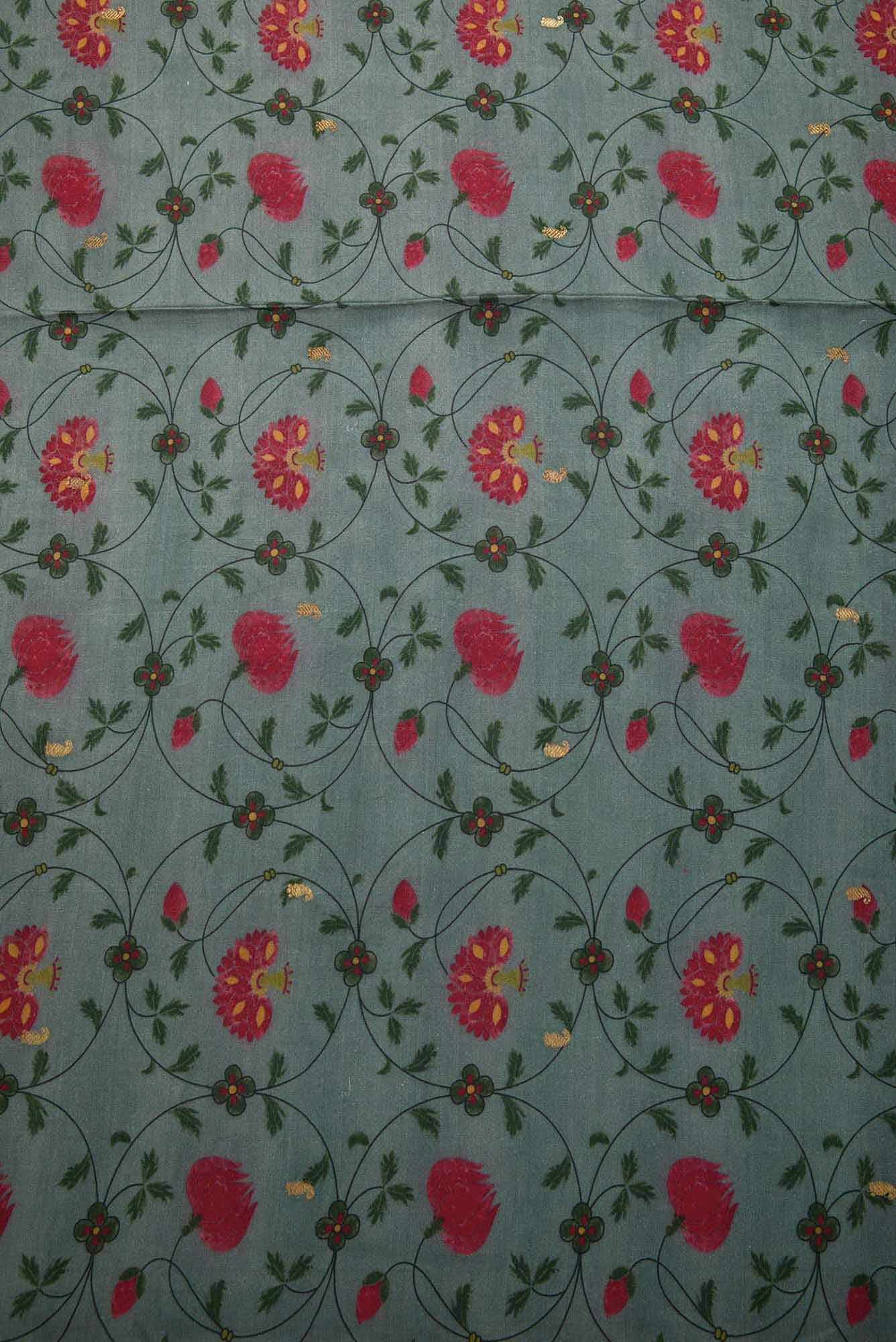 Grey Chanderi Silk Dress Material