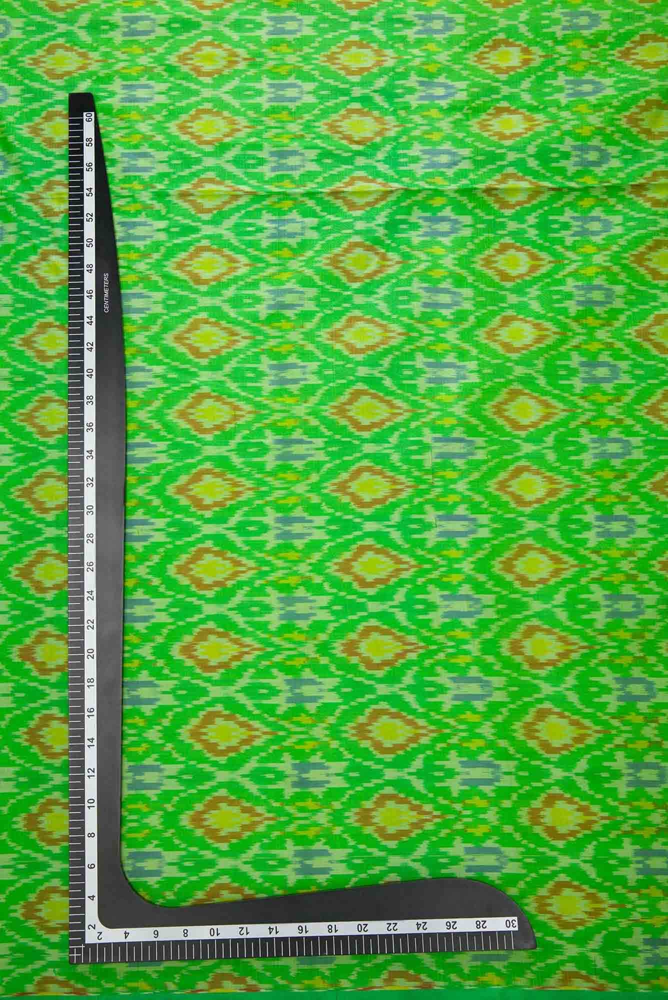 Parrot Green Double Ikat Dress Material