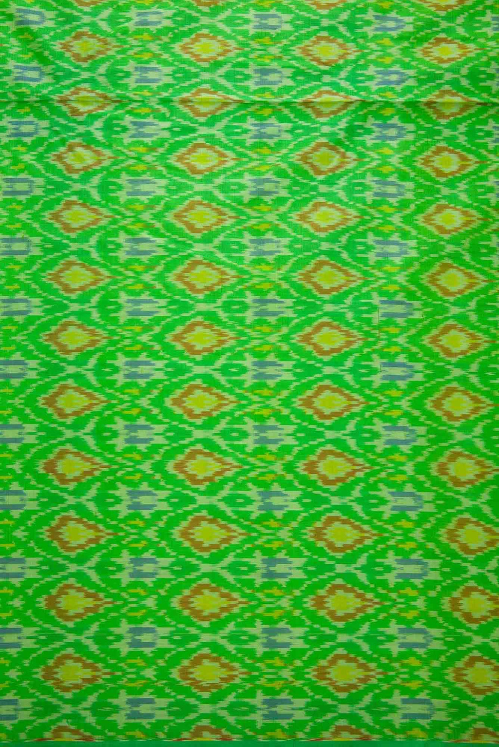 Parrot Green Double Ikat Dress Material