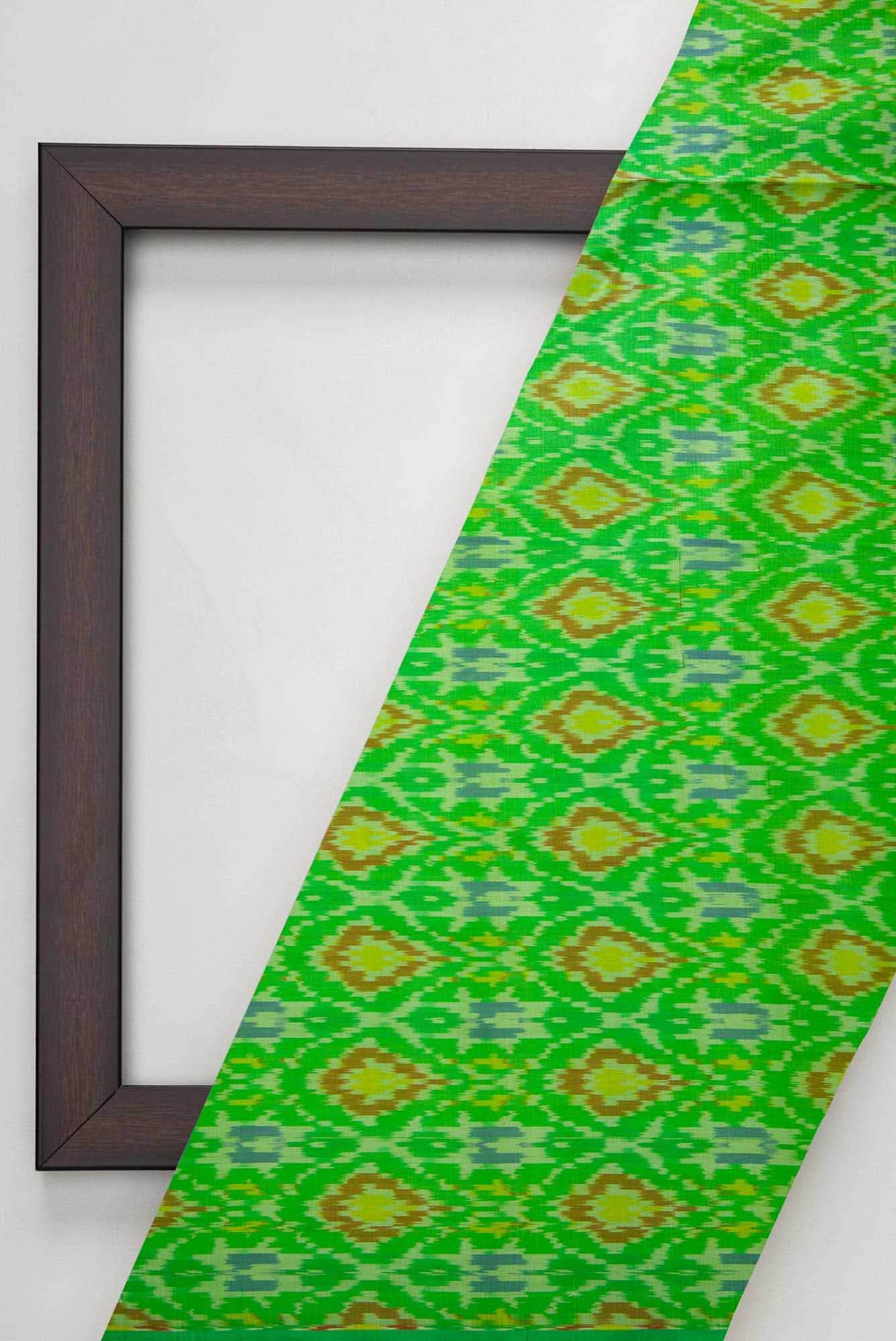 Parrot Green Double Ikat Dress Material