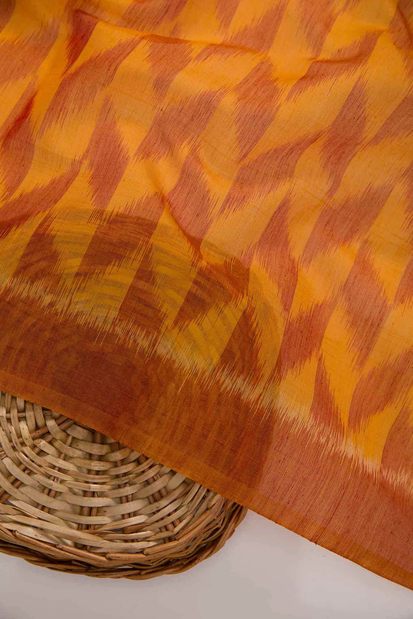 Yellow and Maroon Silk Cotton Dress Material