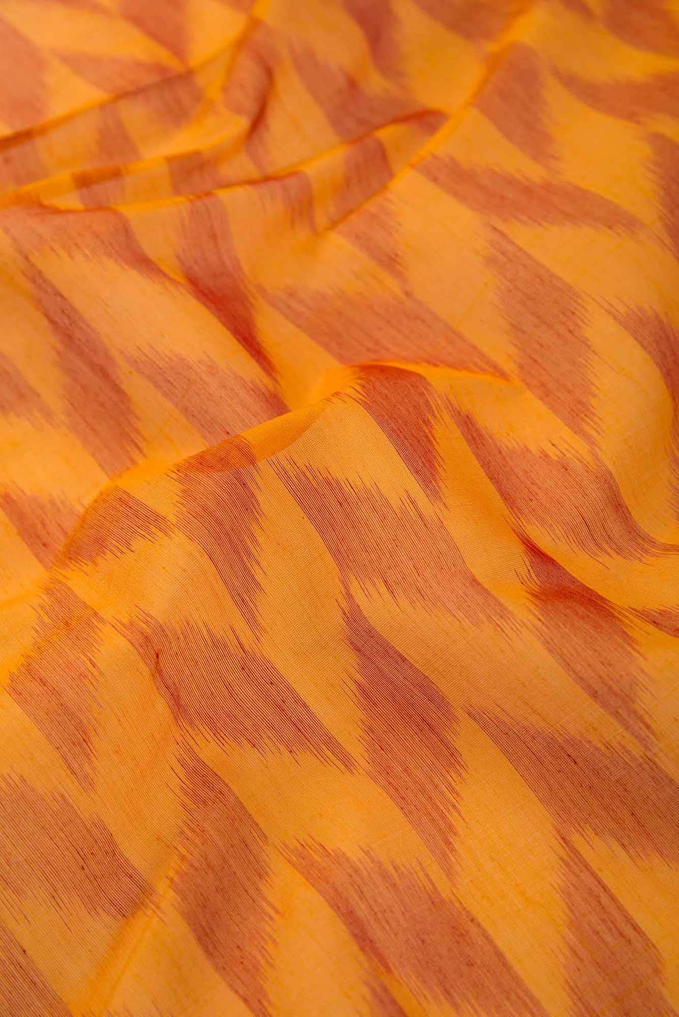 Yellow and Maroon Silk Cotton Dress Material