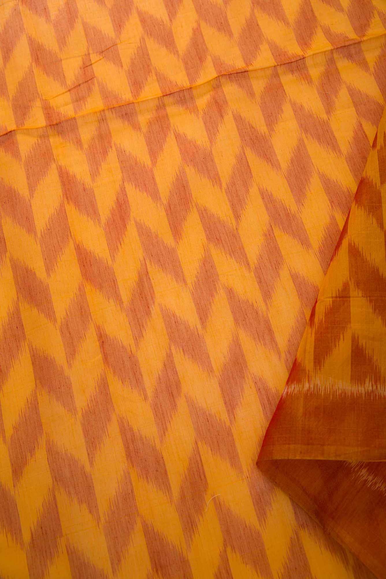 Yellow and Maroon Silk Cotton Dress Material