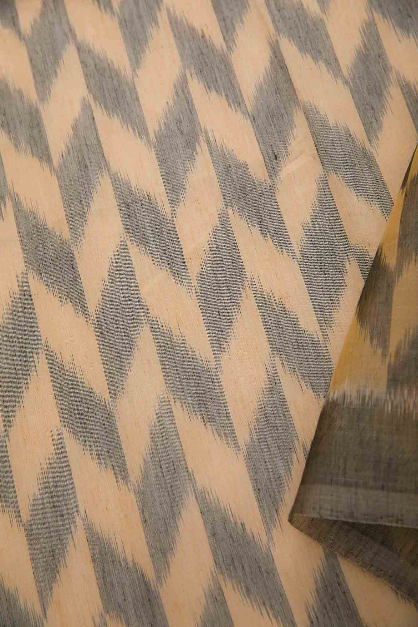 Sandal and Grey Chanderi Silk Dress Material