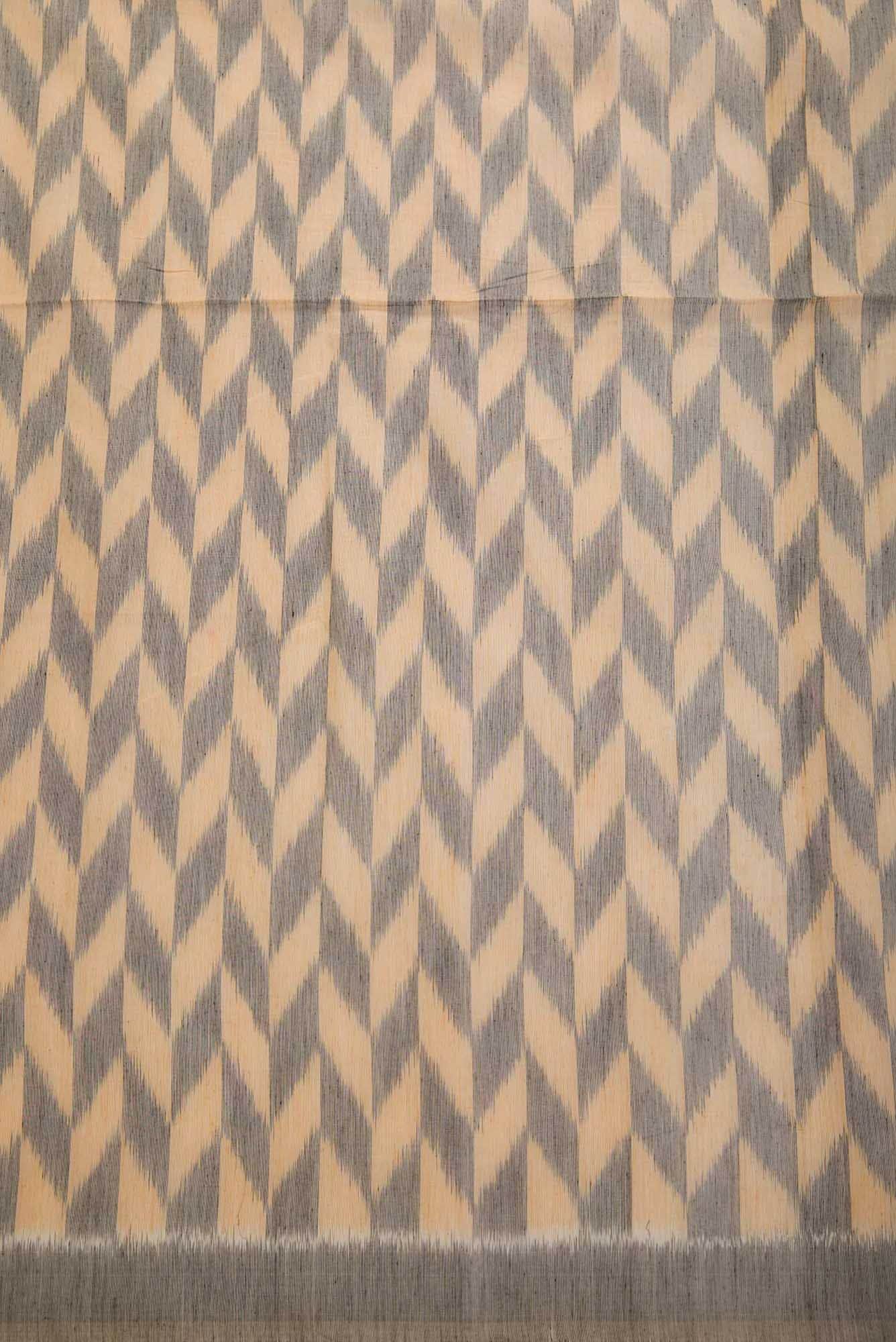 Sandal and Grey Chanderi Silk Dress Material