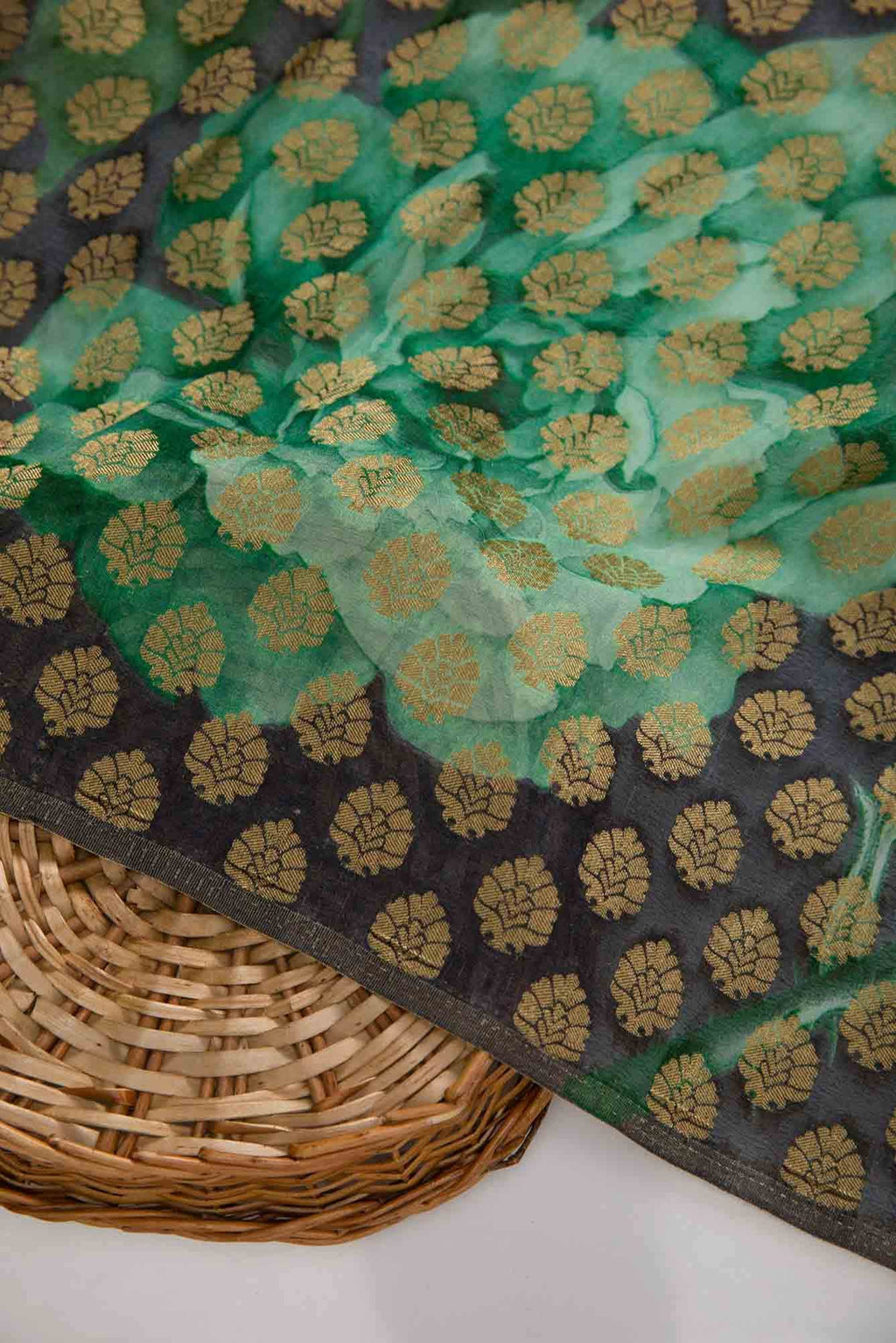 Navy Blue Chanderi Silk Dress Material