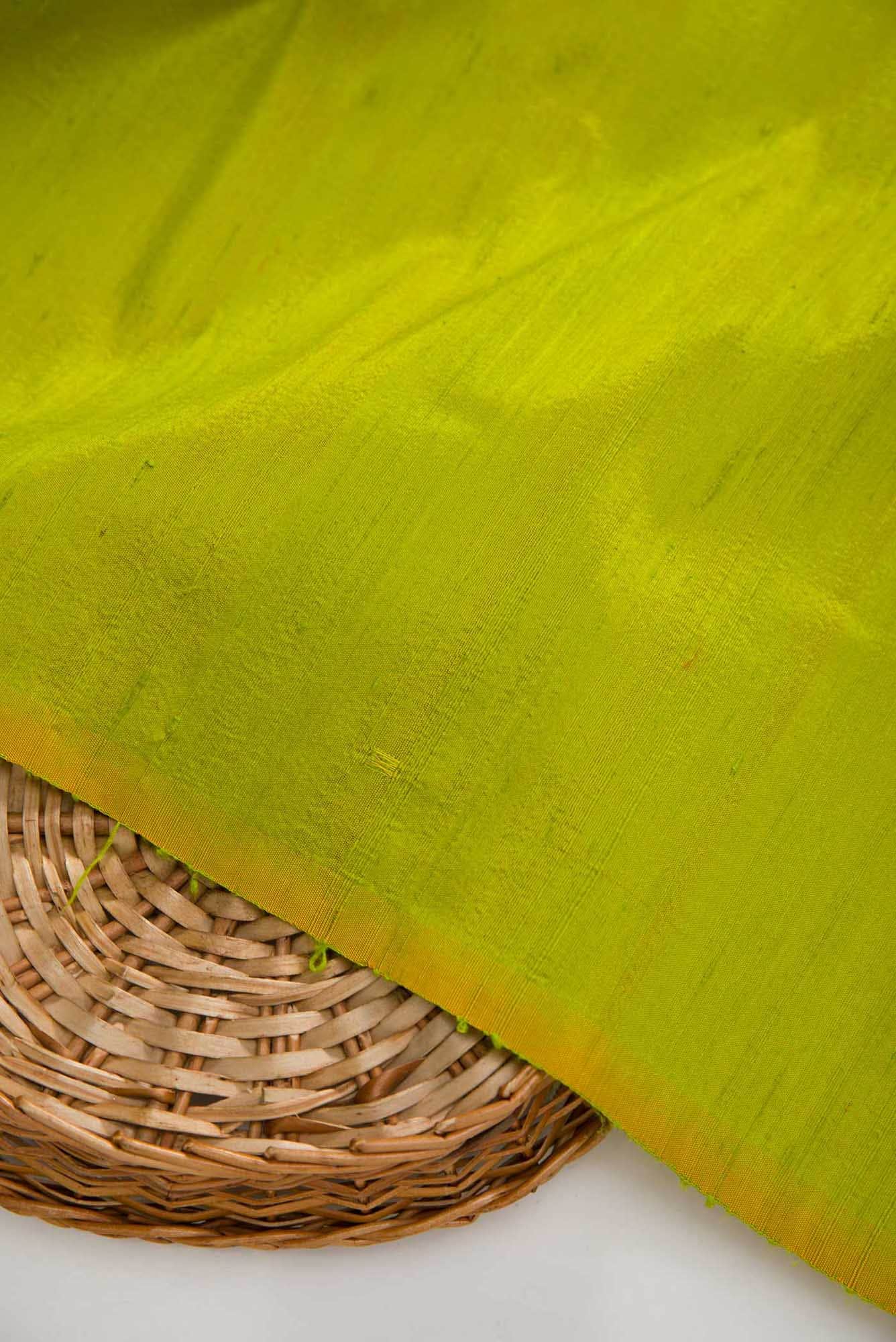 Parrot Green Raw Silk Dress Material