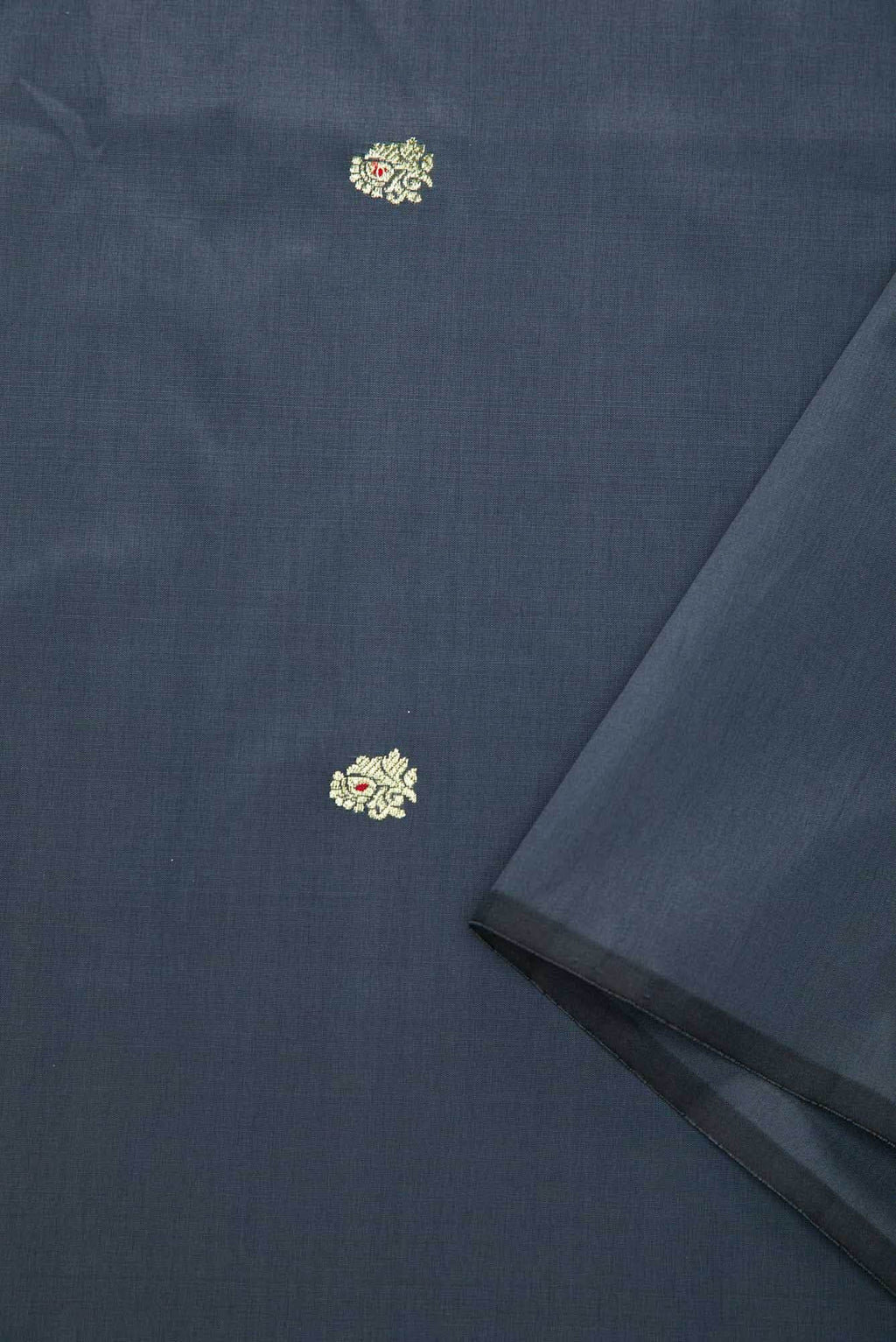 Grey Blended Banarasi Silk Dress Material