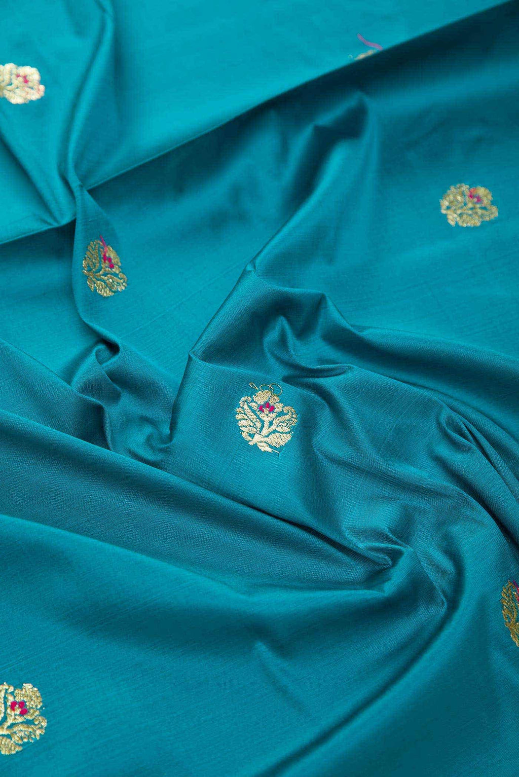 Blue Blended Banarasi Silk Dress Material