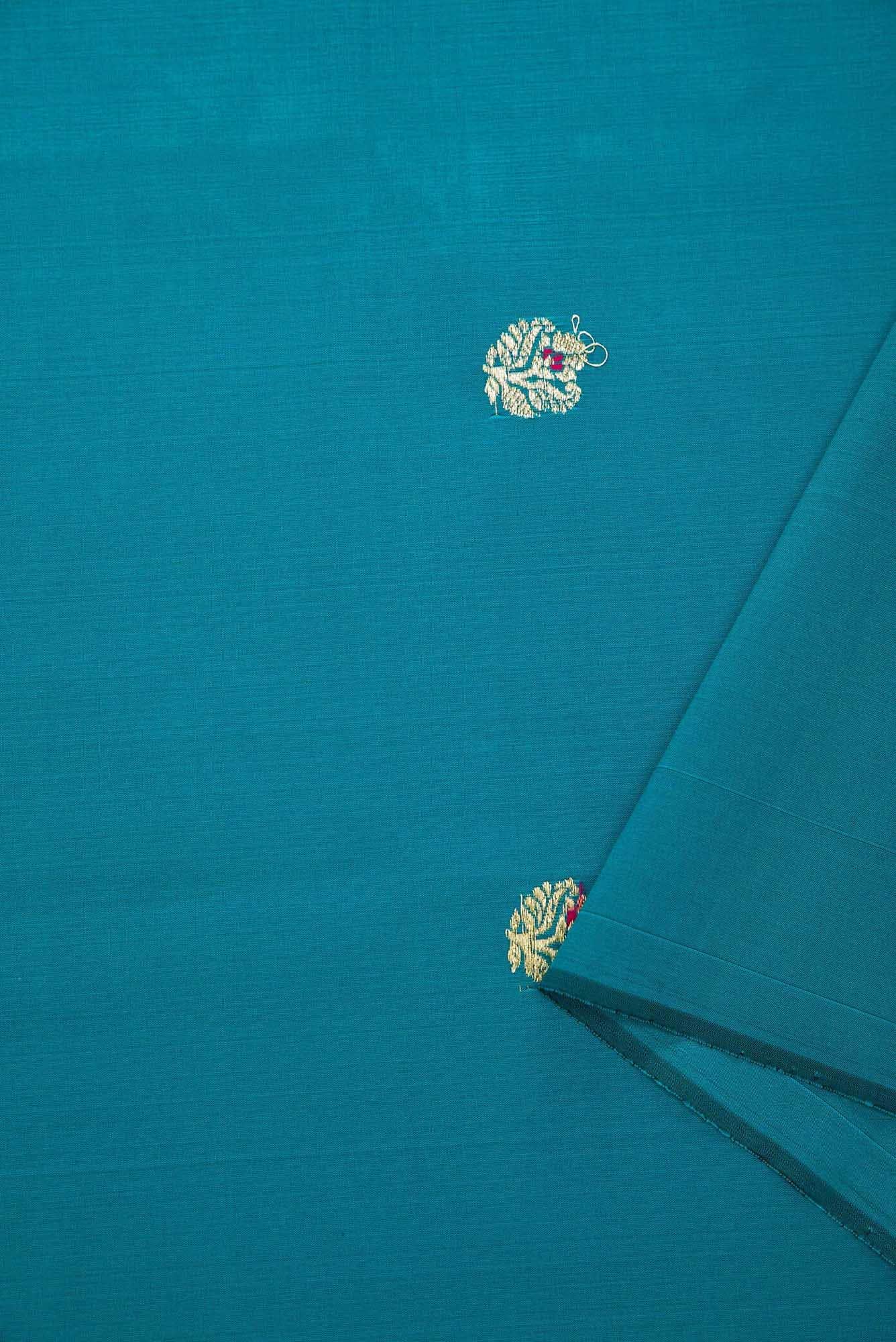 Blue Blended Banarasi Silk Dress Material