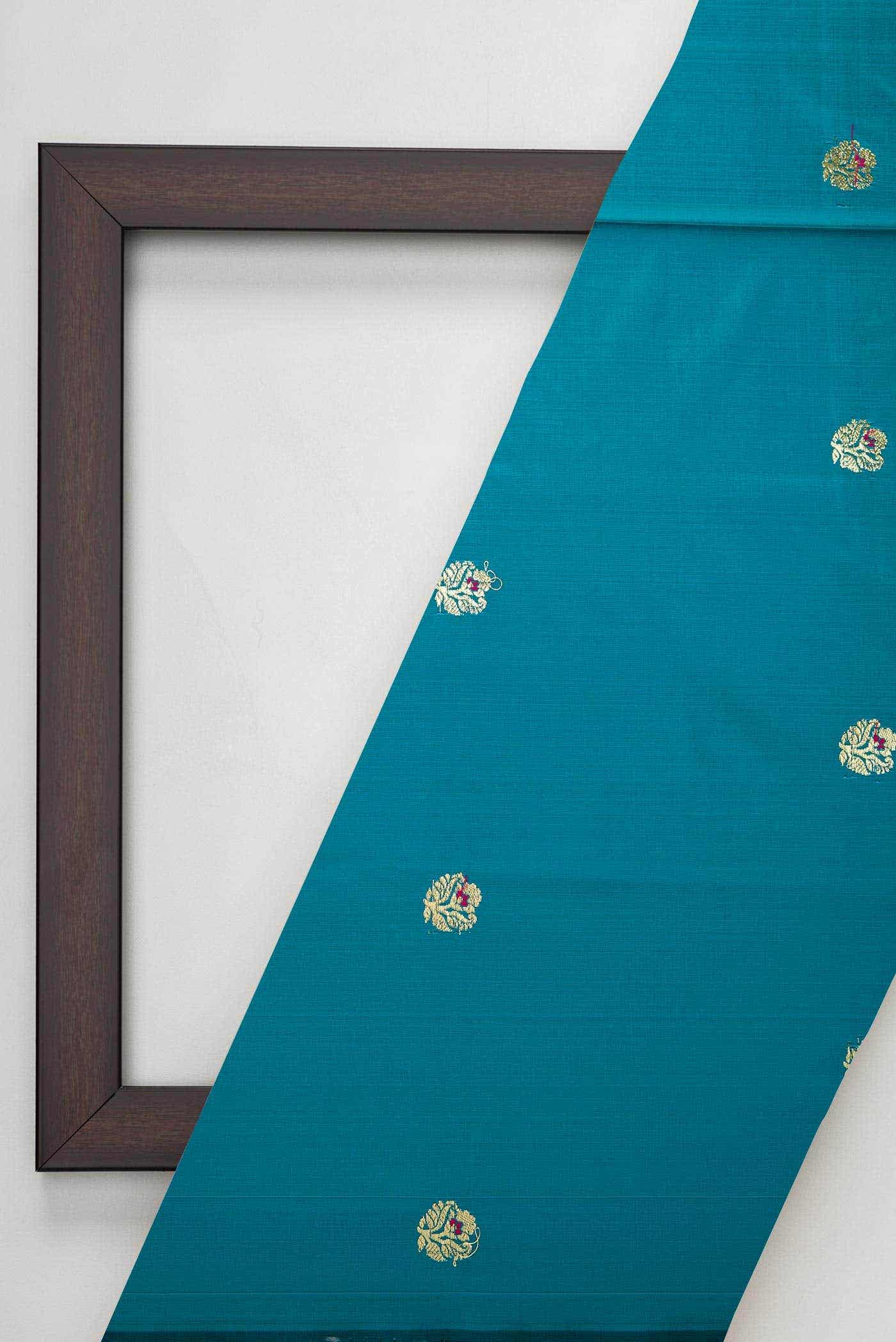 Blue Blended Banarasi Silk Dress Material