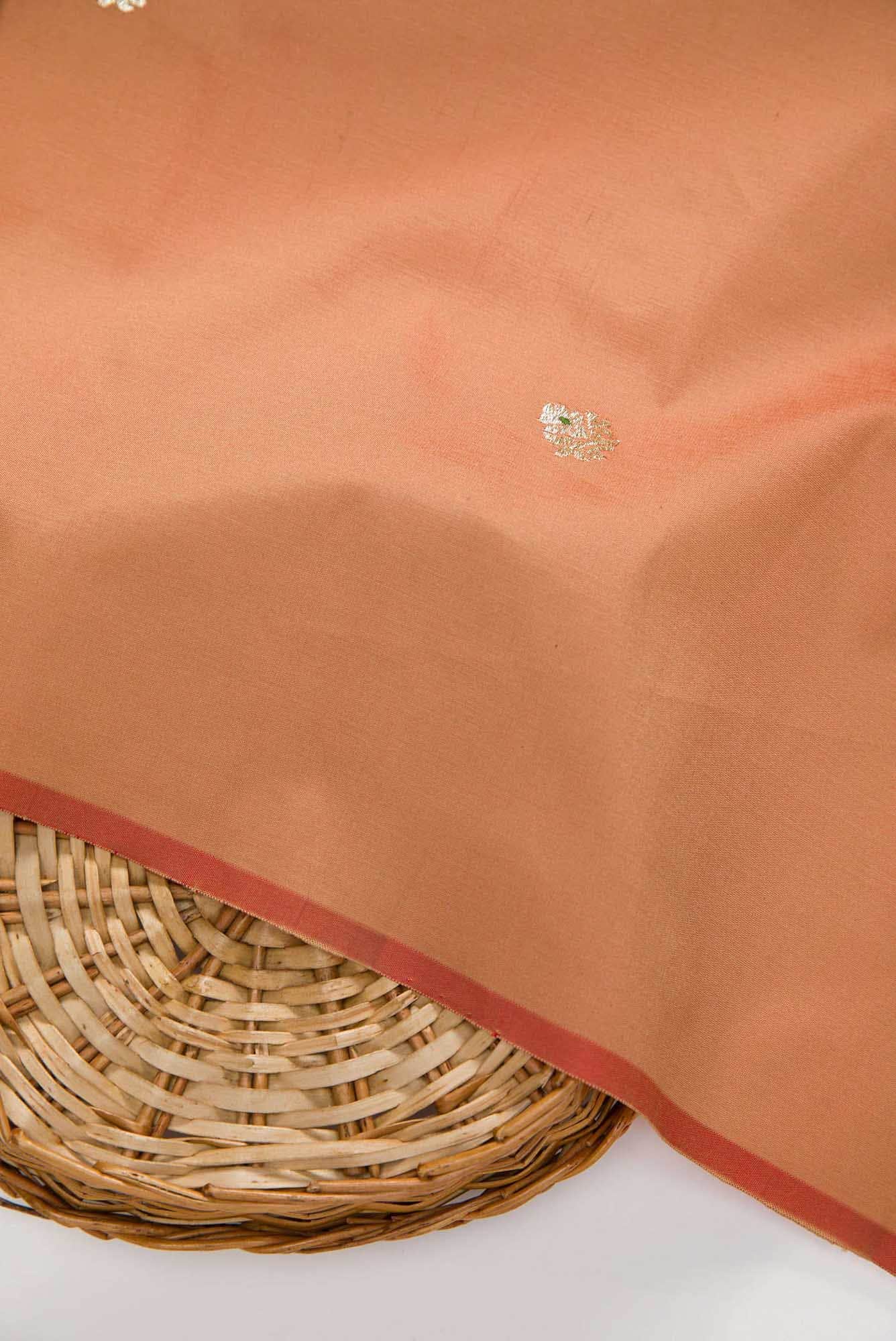 Peach Blended Banarasi Silk Dress Material