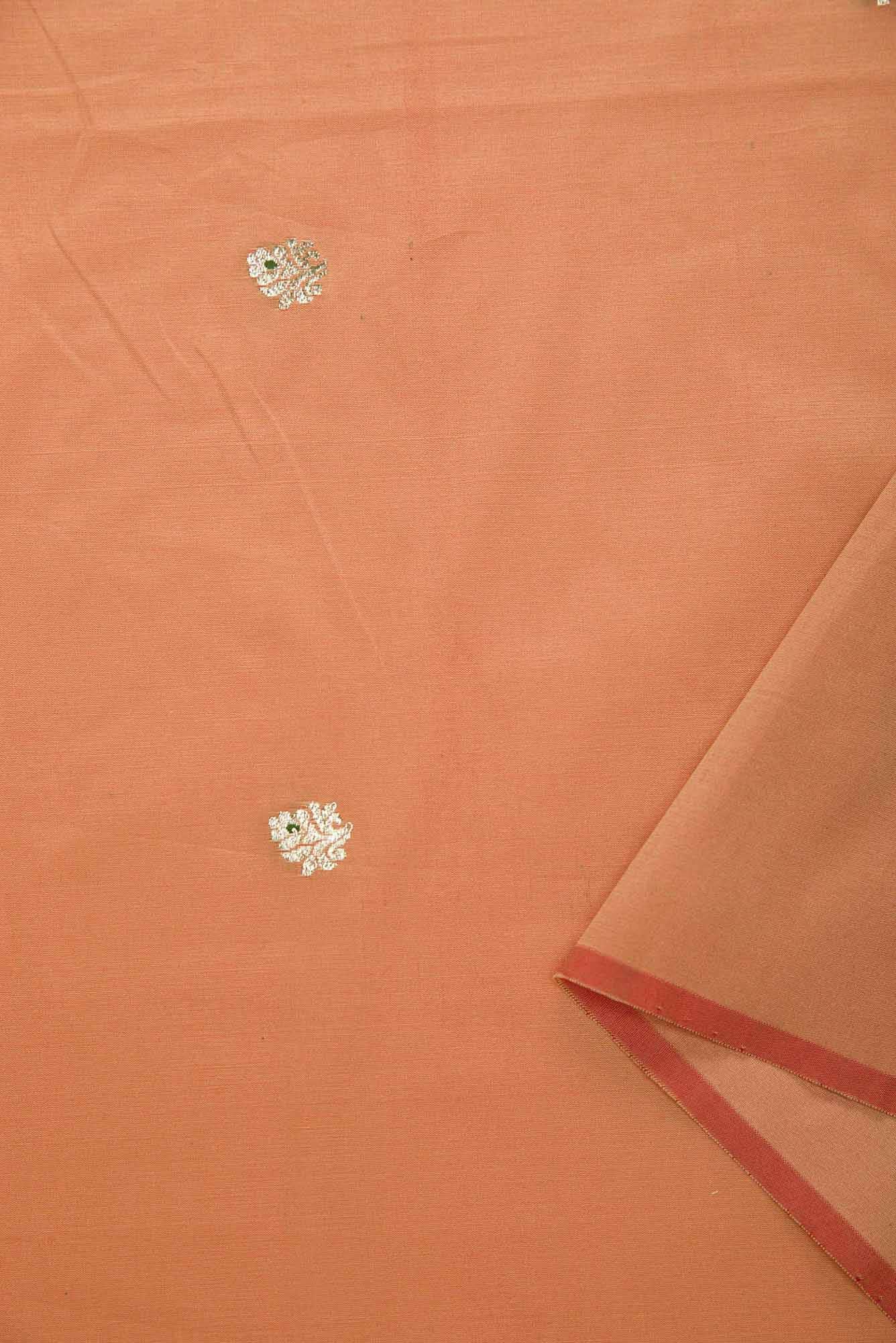 Peach Blended Banarasi Silk Dress Material