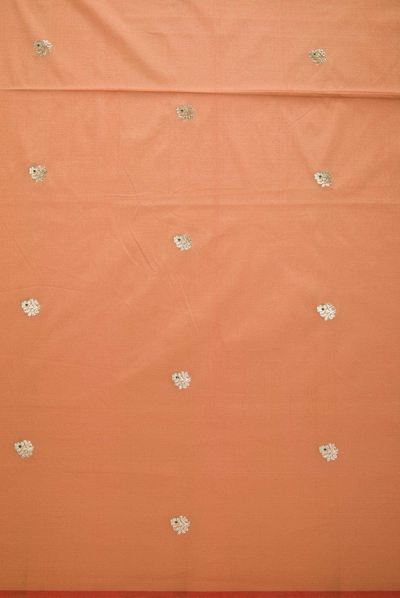 Peach Blended Banarasi Silk Dress Material