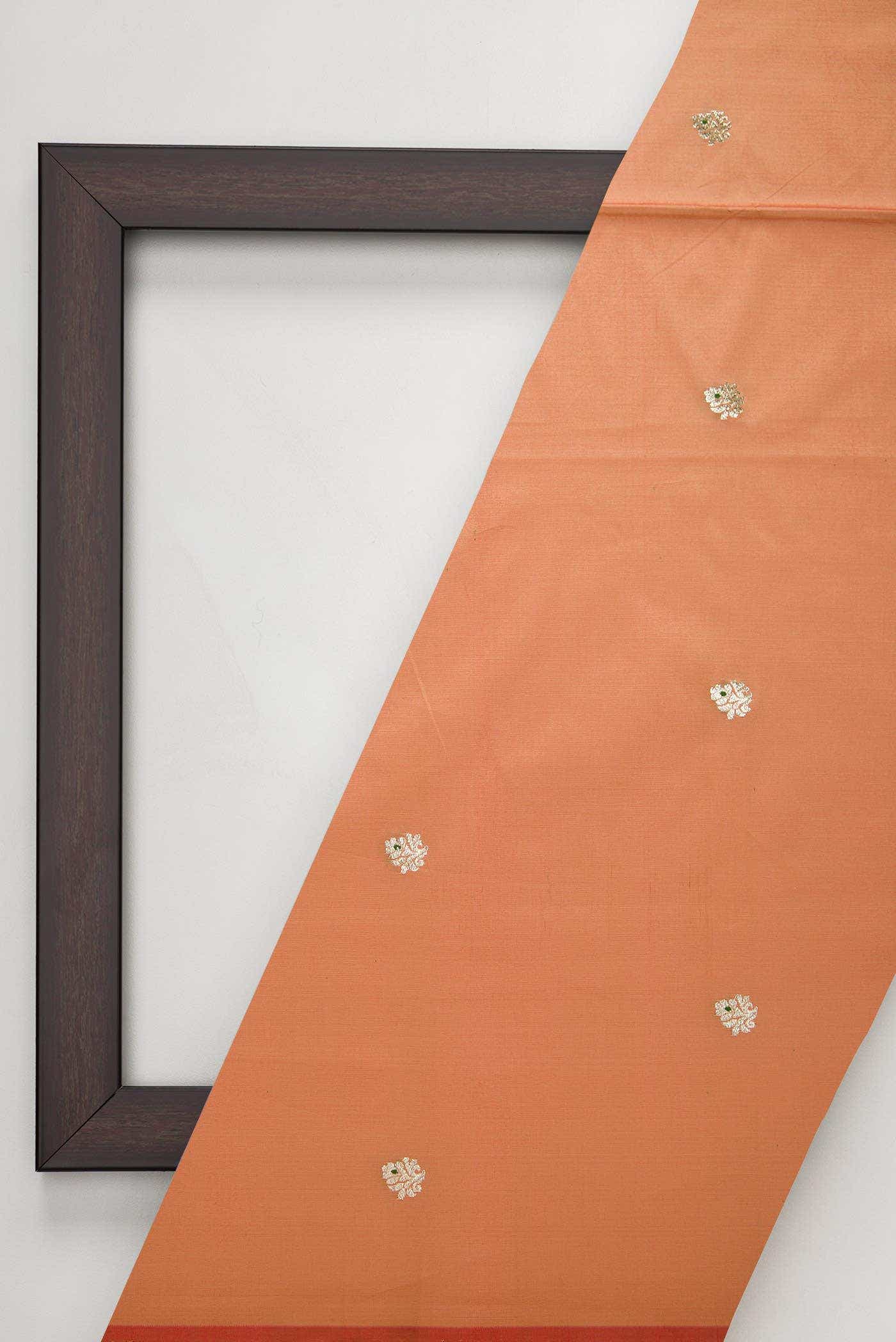 Peach Blended Banarasi Silk Dress Material