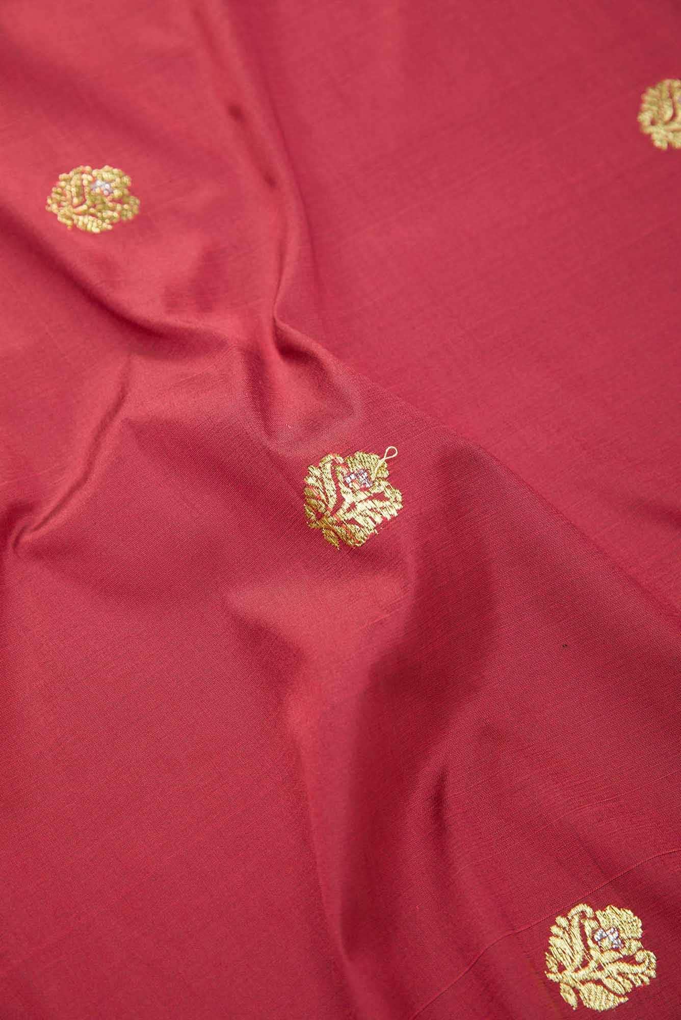 Brown Blended Banarasi Silk Dress Material