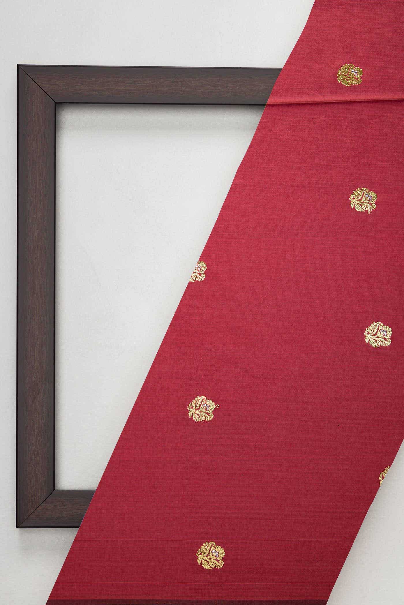 Brown Blended Banarasi Silk Dress Material