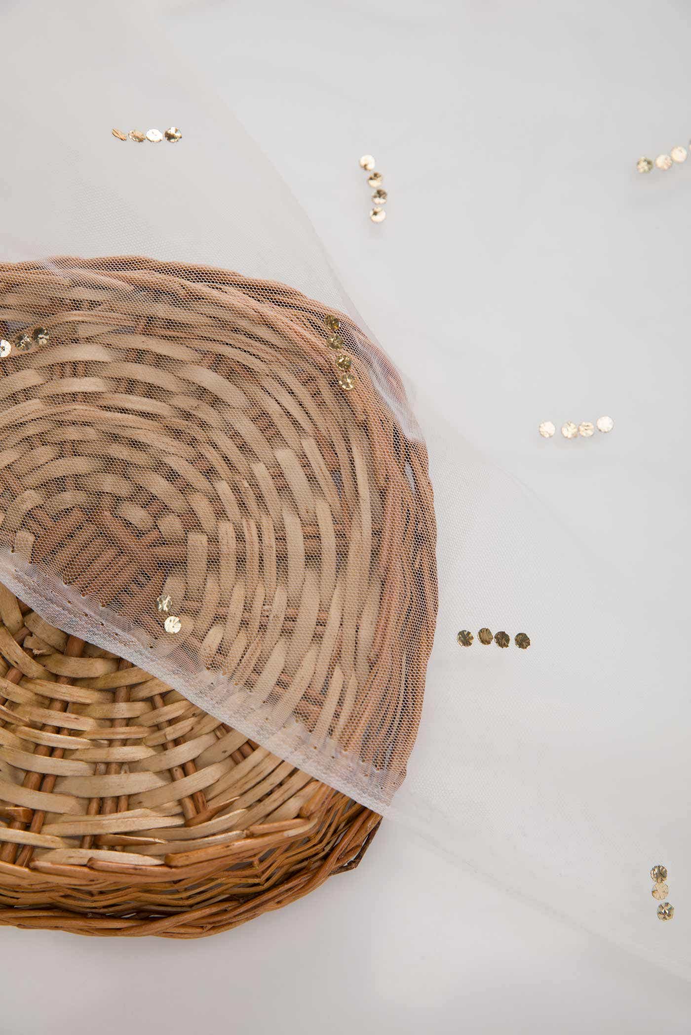 White Embroidery Net Dress Material