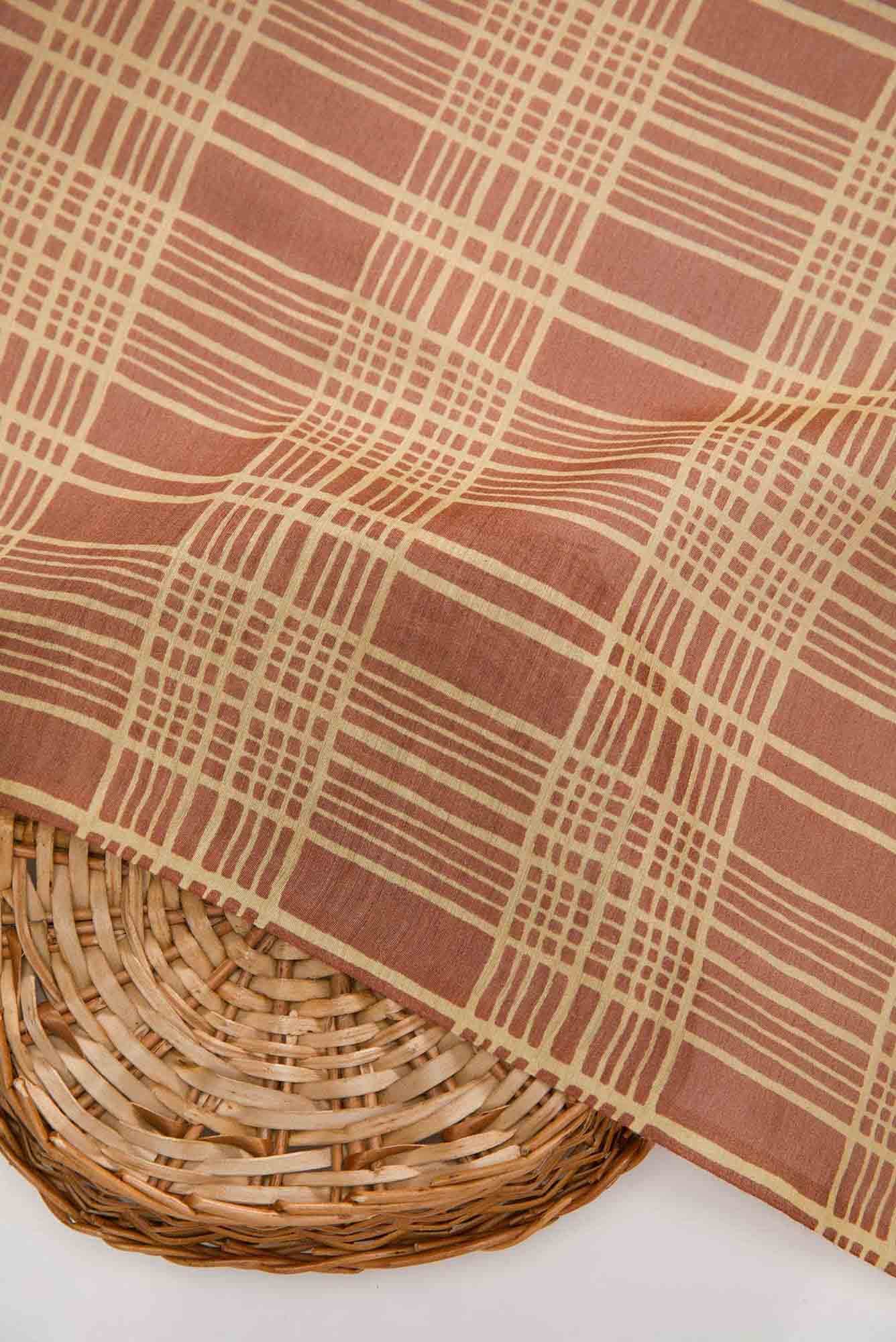 Brown Chanderi Silk Dress Material