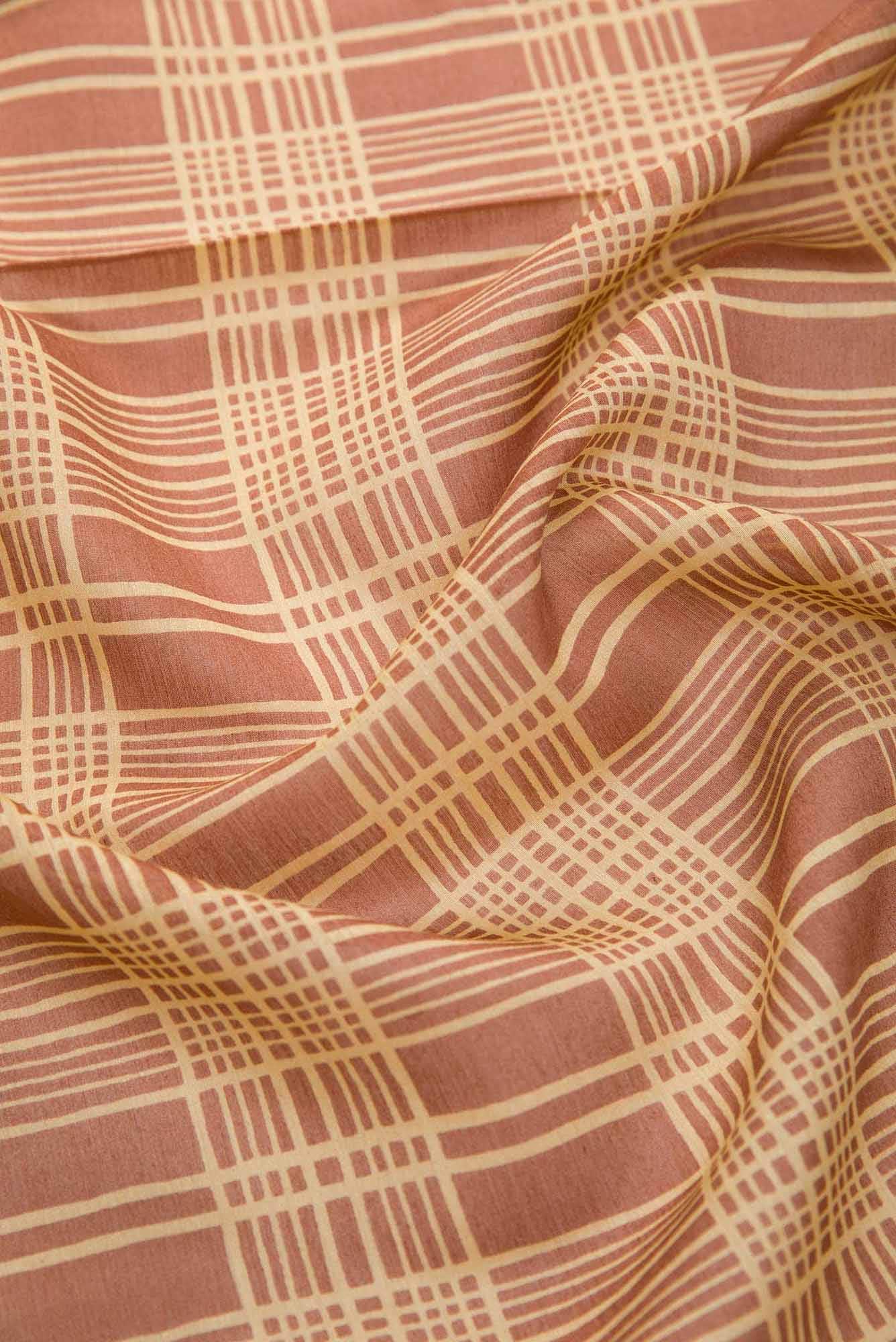 Brown Chanderi Silk Dress Material