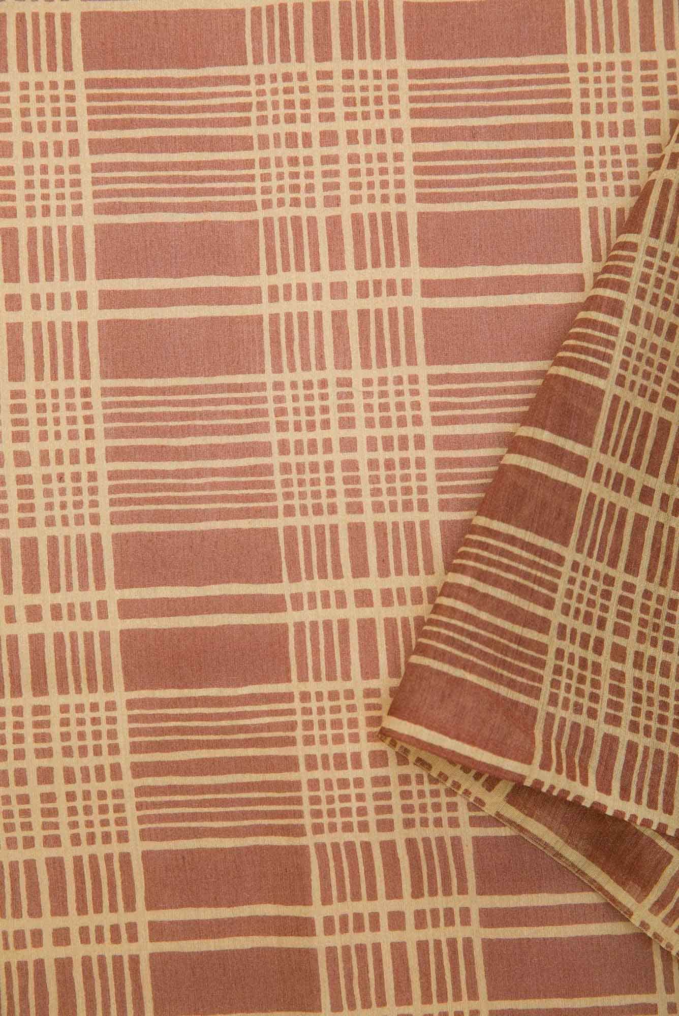 Brown Chanderi Silk Dress Material