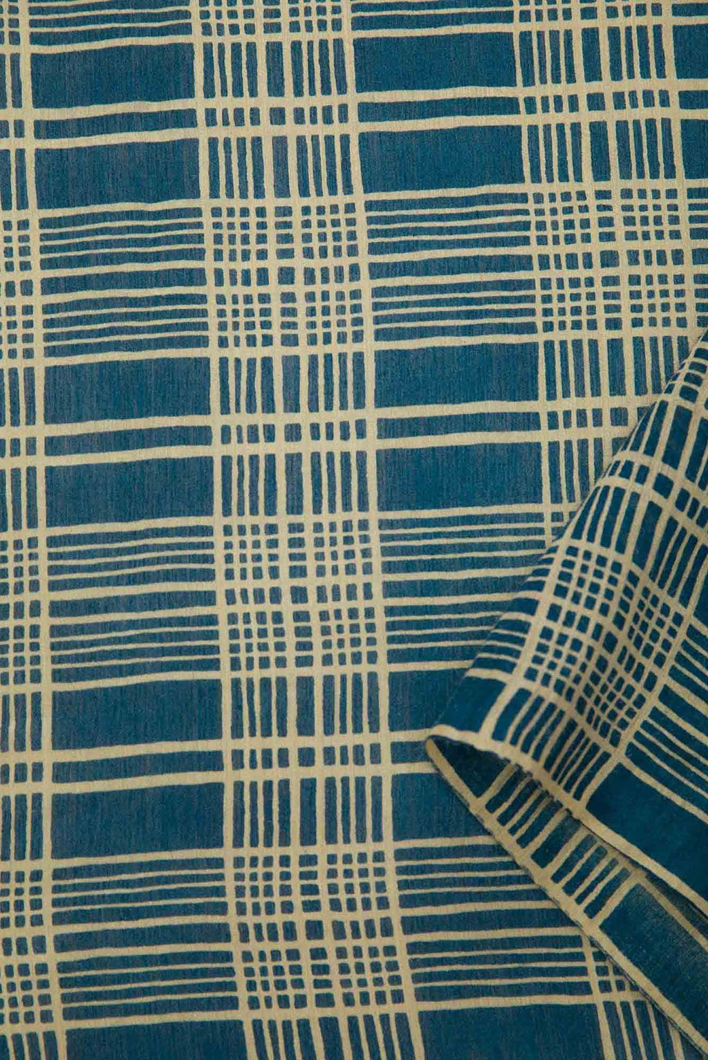 Navy Blue Chanderi Silk Dress Material