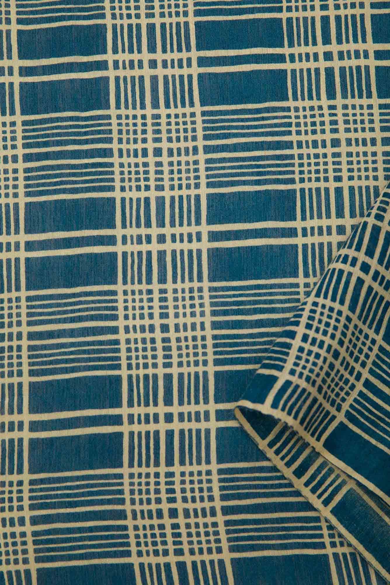 Navy Blue Chanderi Silk Dress Material