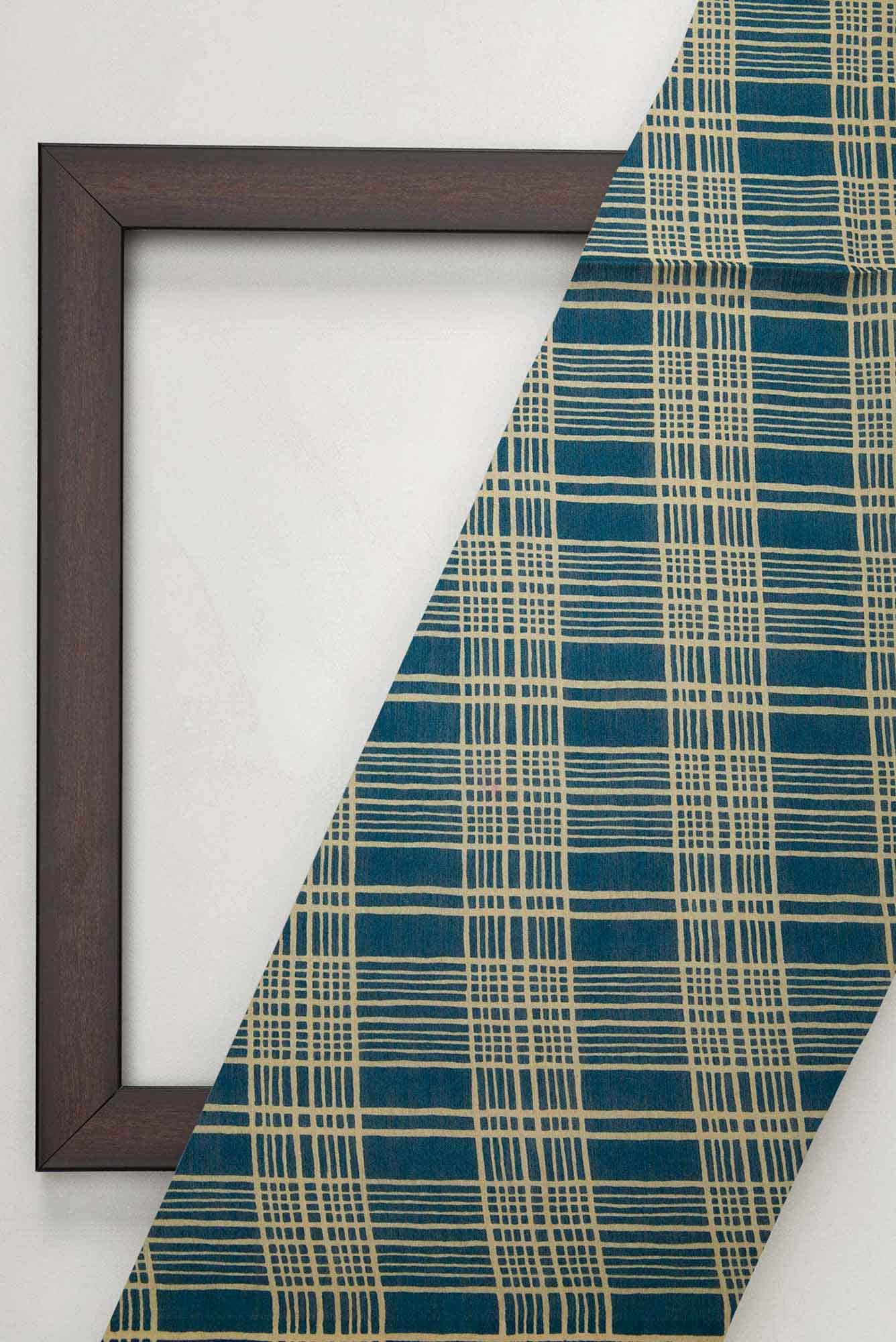 Navy Blue Chanderi Silk Dress Material