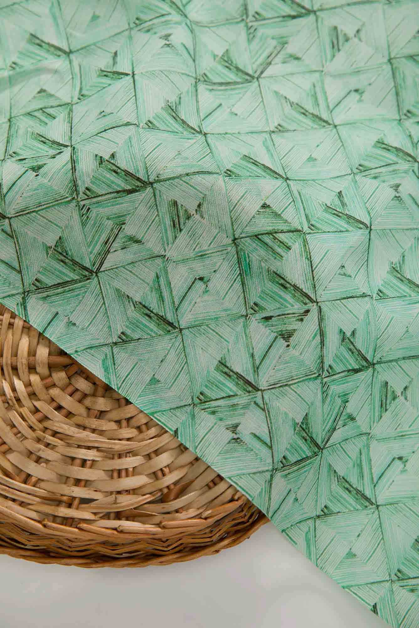 Green Chanderi Silk Dress Material
