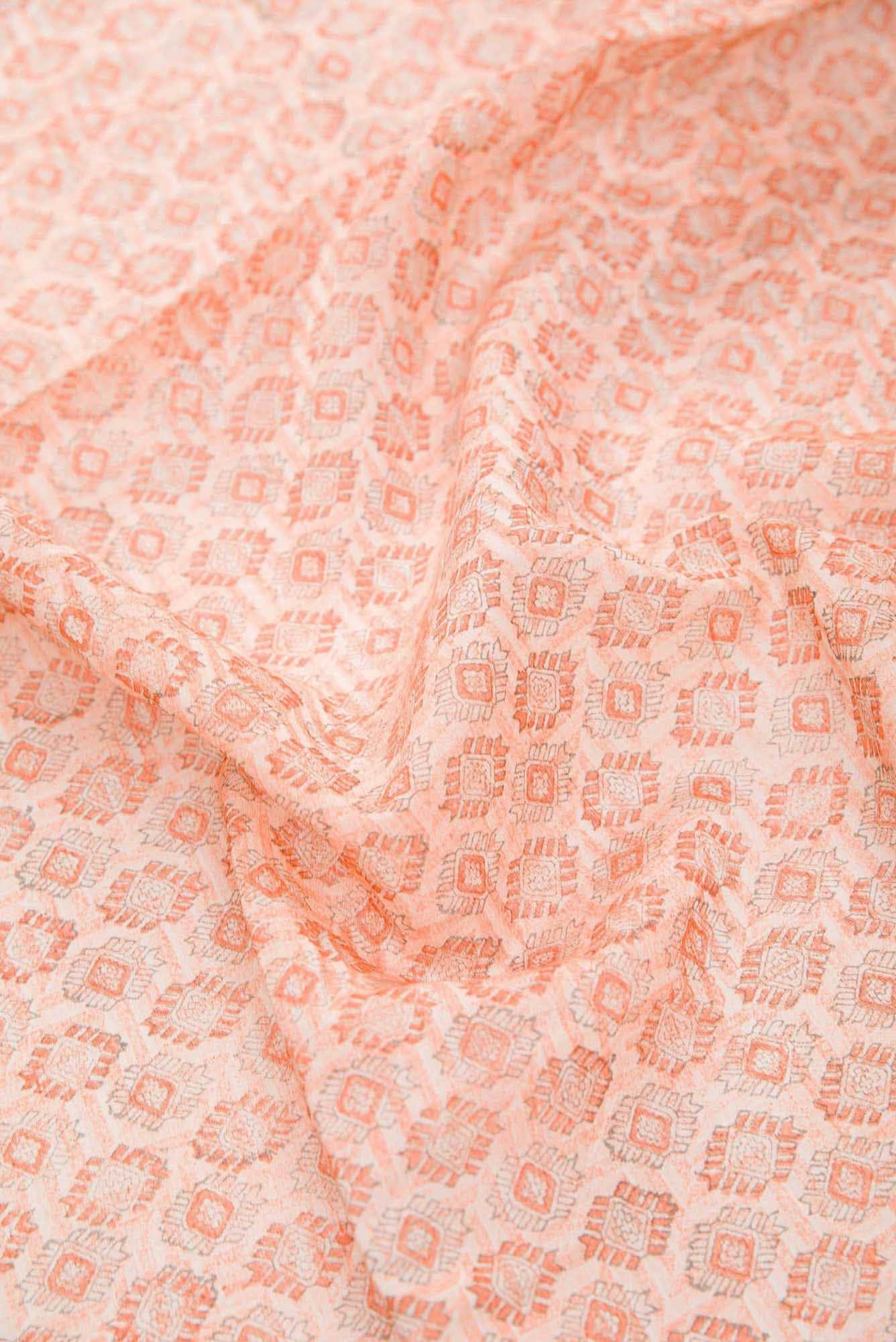 Peach Chanderi Silk Dress Material