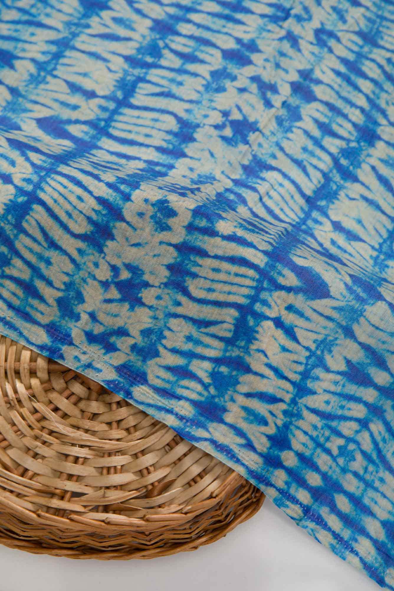 Blue Chanderi Silk Dress Material