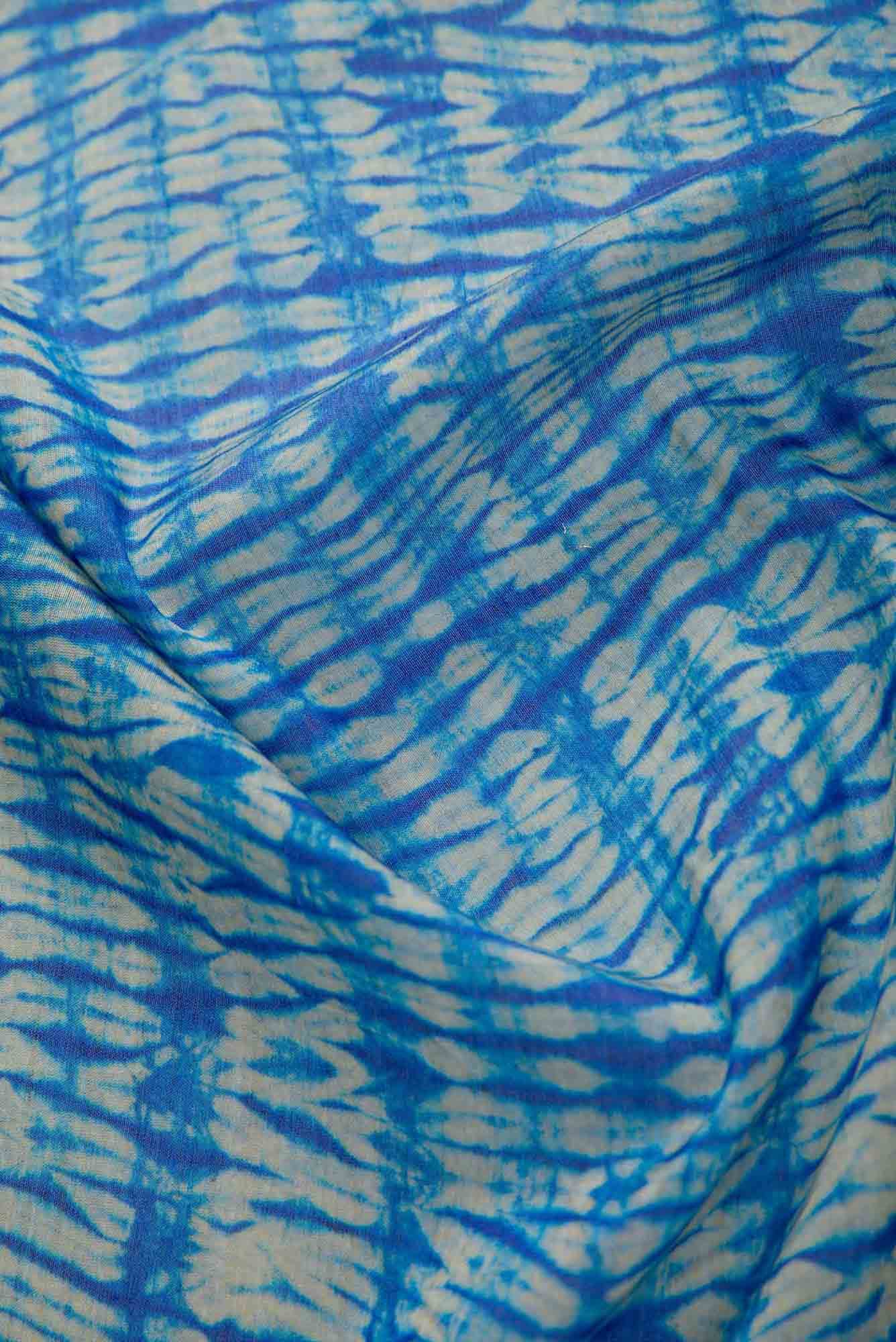 Blue Chanderi Silk Dress Material