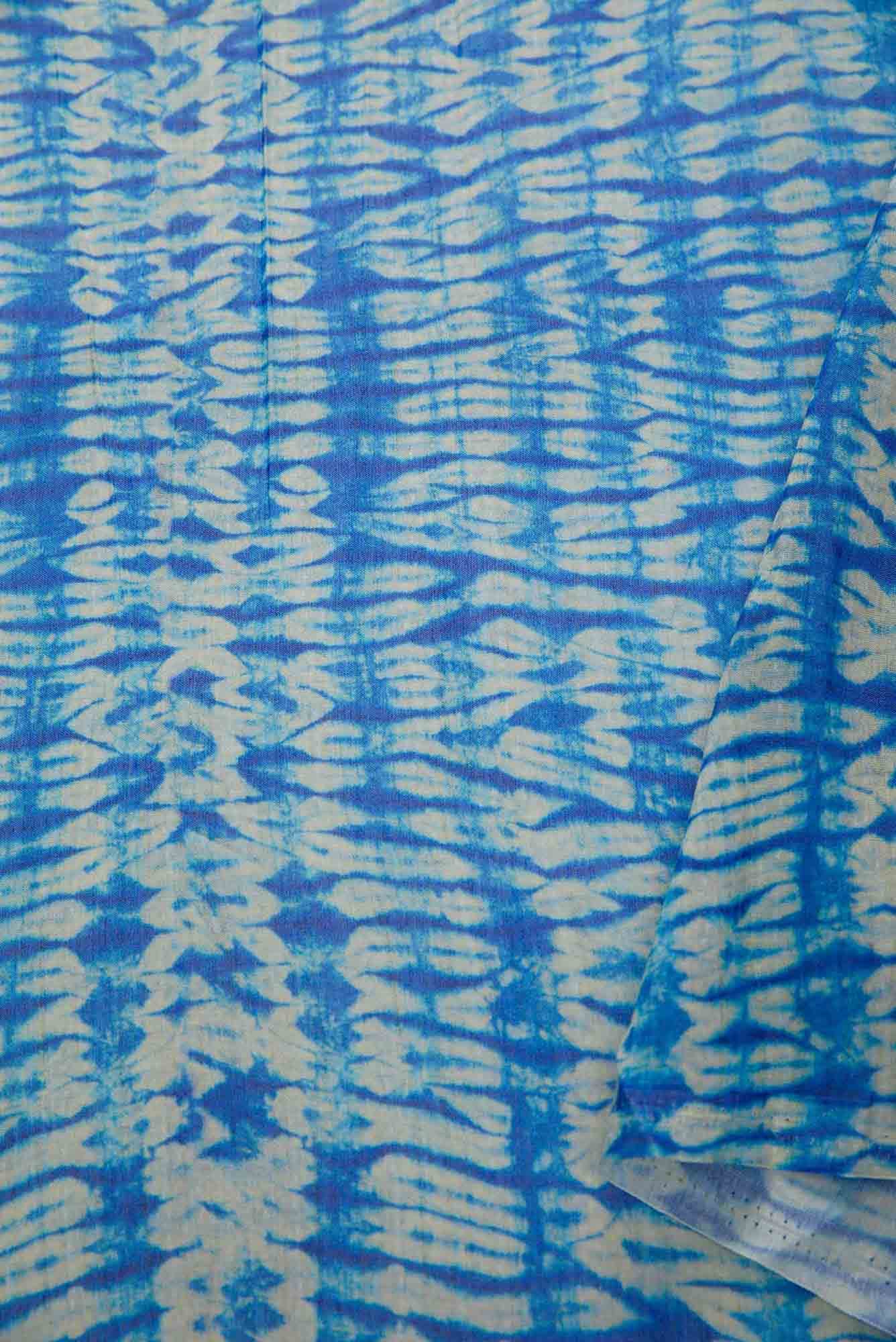 Blue Chanderi Silk Dress Material