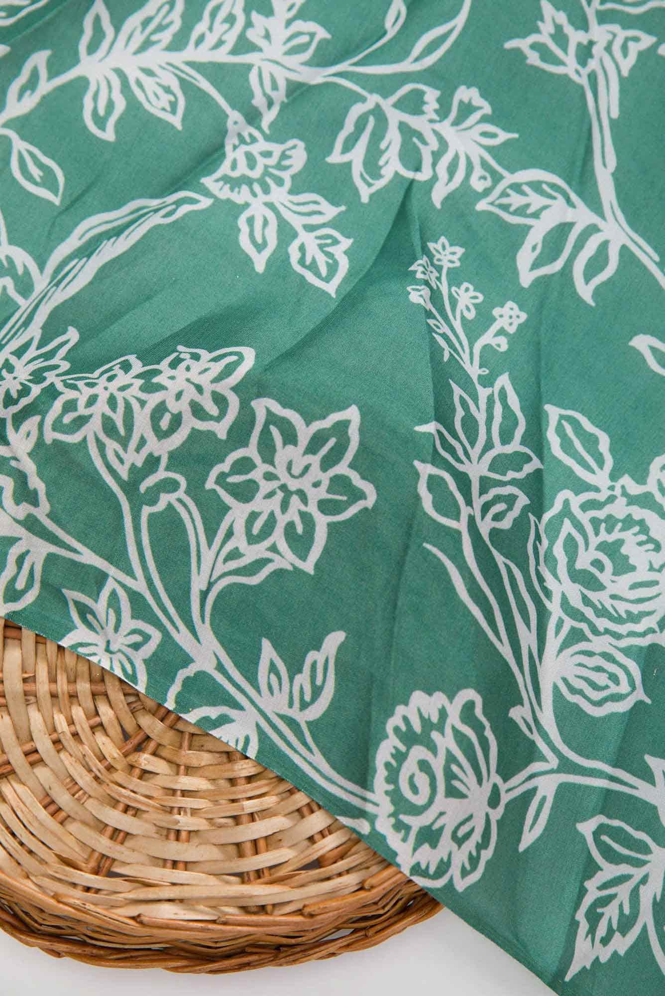 Green Chanderi Silk Dress Material