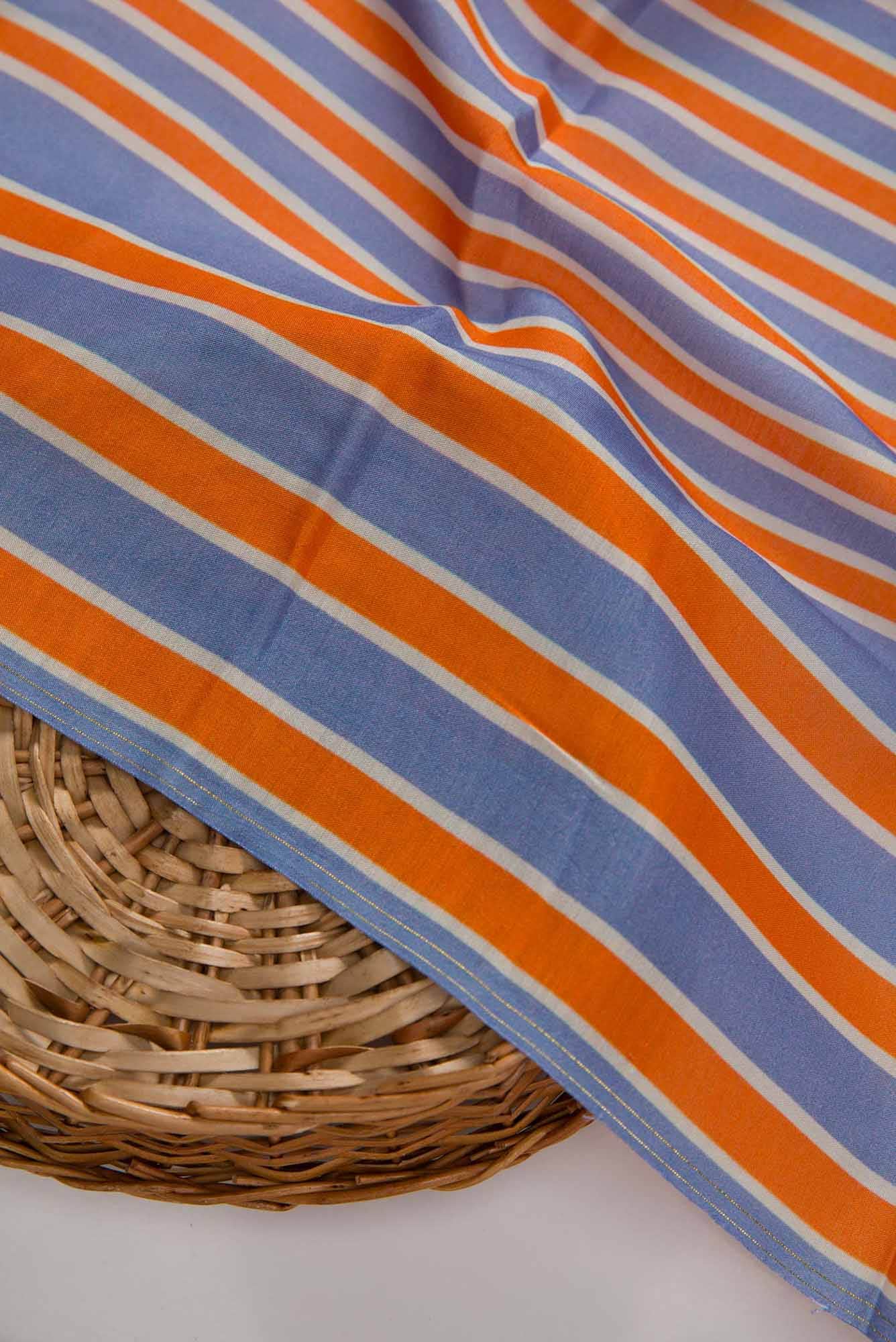 Lavender and Orange Chanderi Silk Dress Material