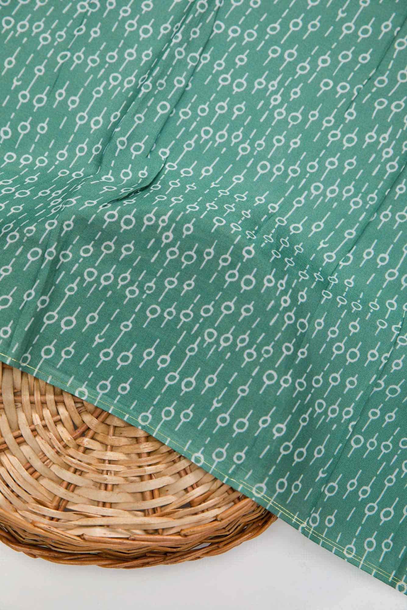 Green Chanderi Silk Dress Material