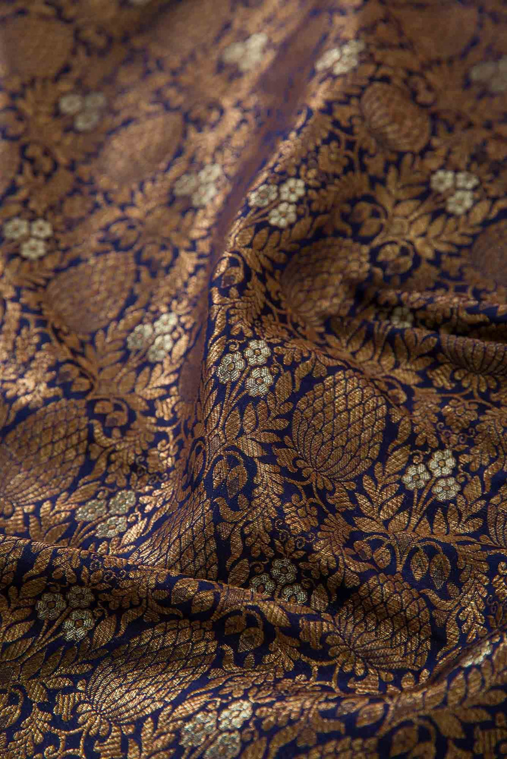 Navy Blue Banarasi Silk Dress Material