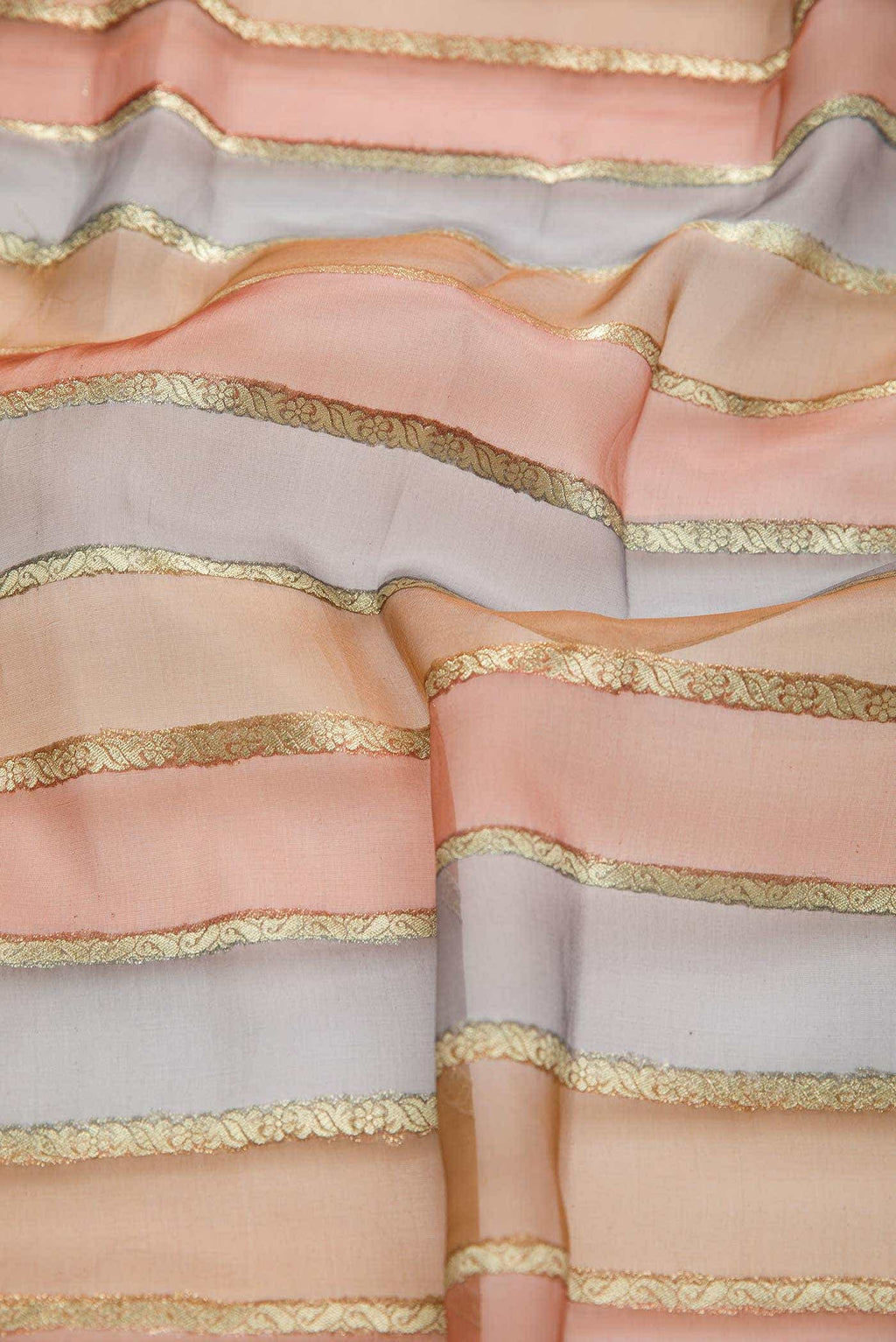 Mustard and Brown Organza Silk Dress Material