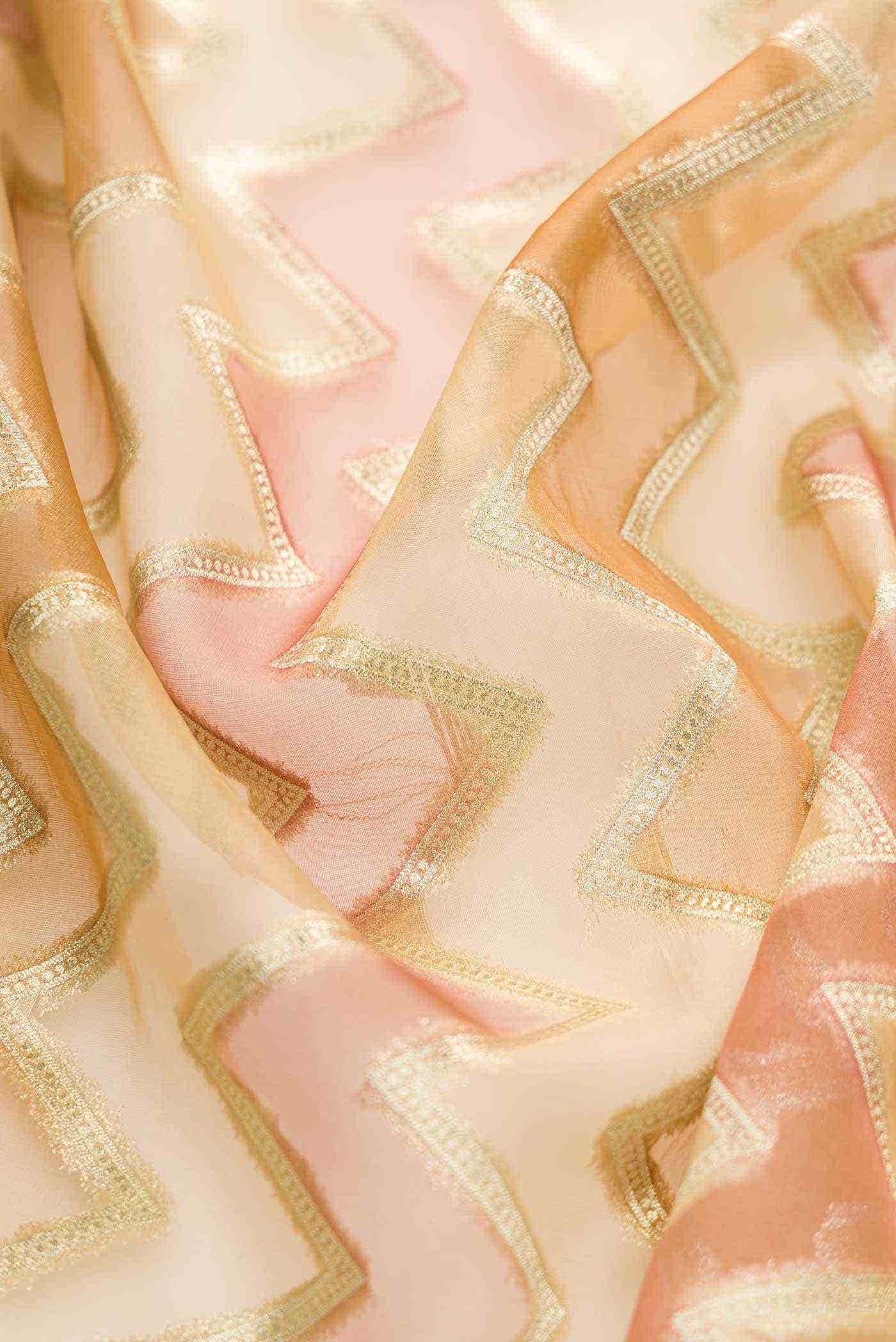 Brown Purple and Mustard Organza Silk Dress Material
