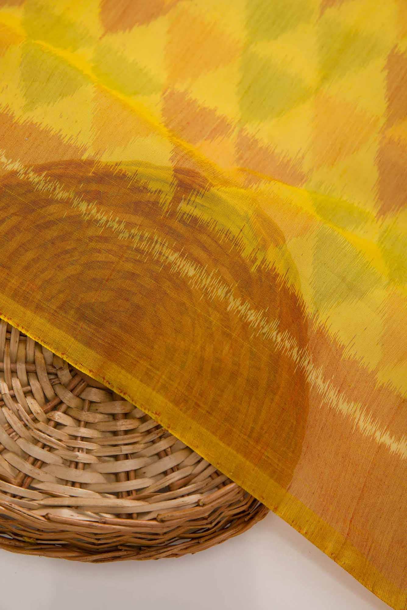 Yellow and Maroon Chanderi Silk Dress Material
