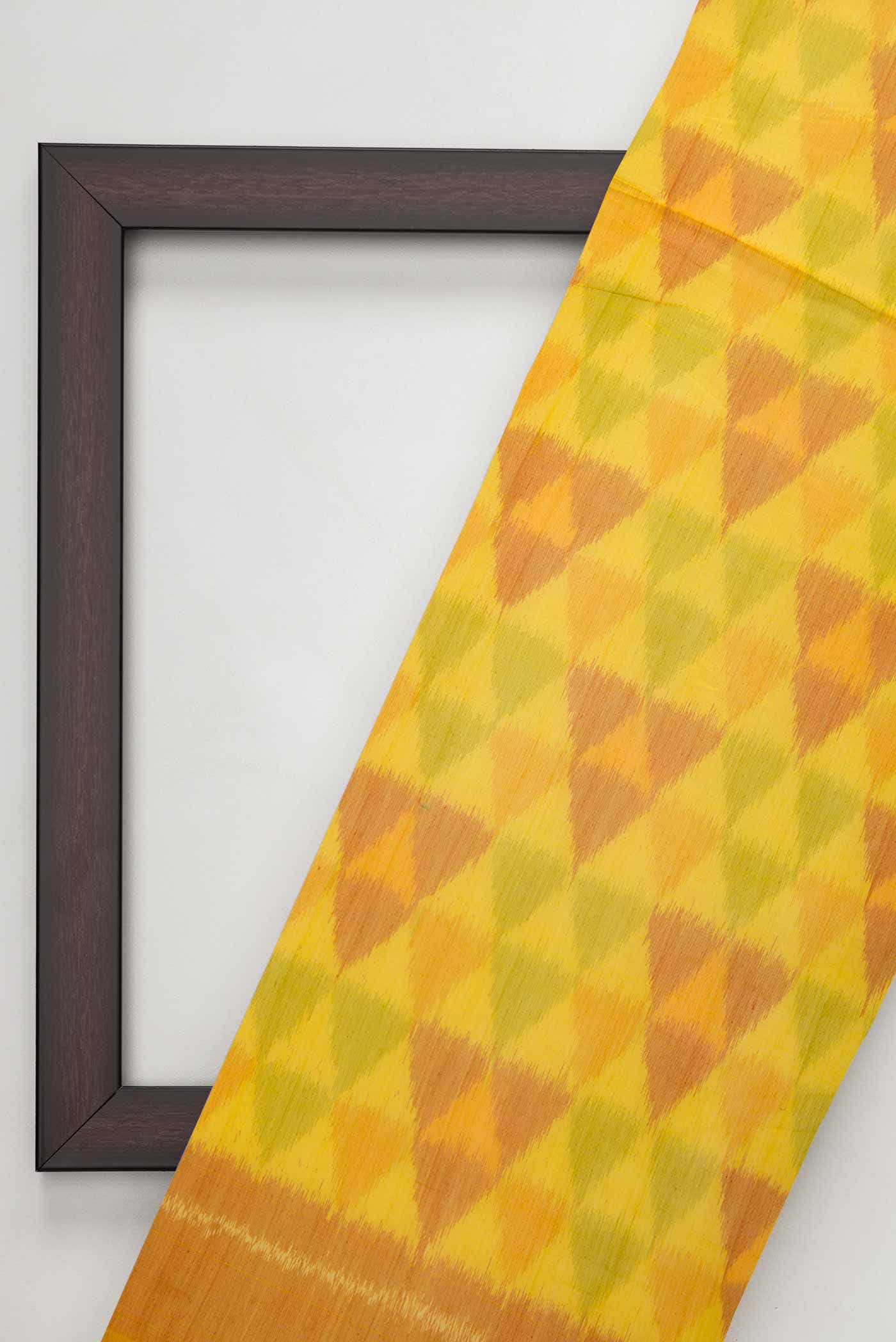 Yellow and Maroon Chanderi Silk Dress Material