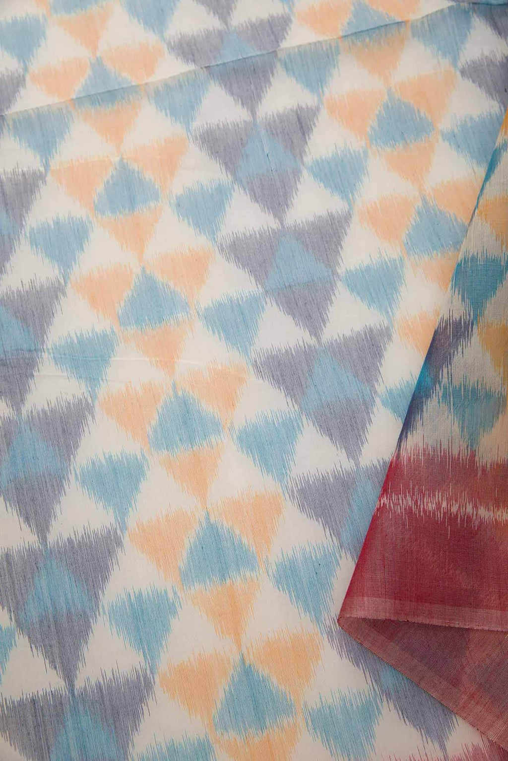 Off White and Blue Silk Cotton Dress Material