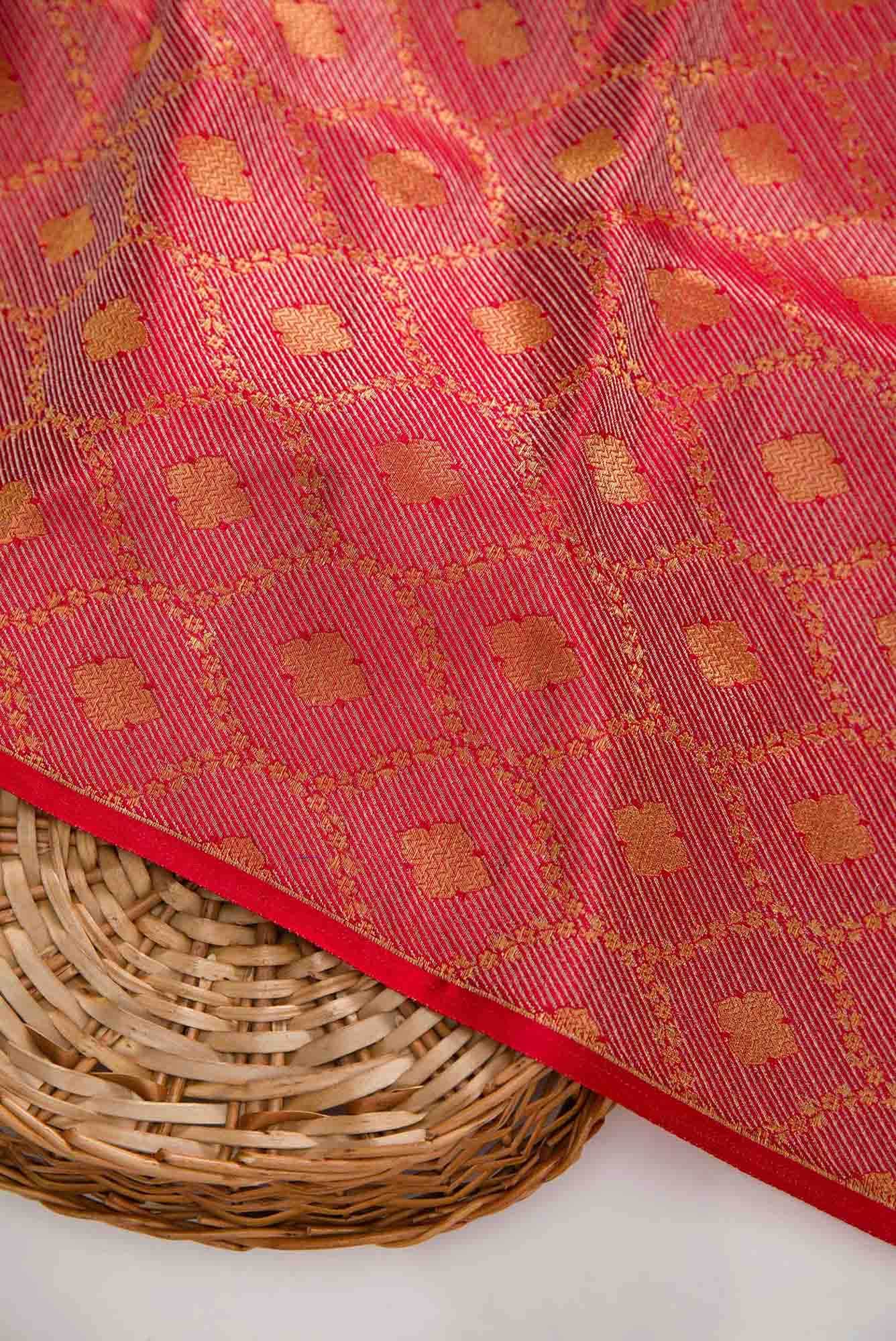 Red Banarasi Silk Dress Material