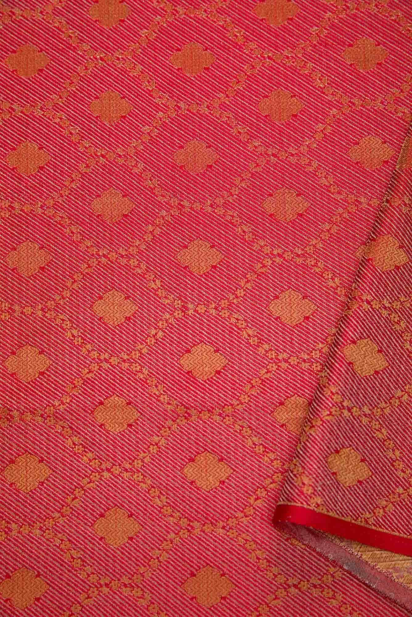 Red Banarasi Silk Dress Material