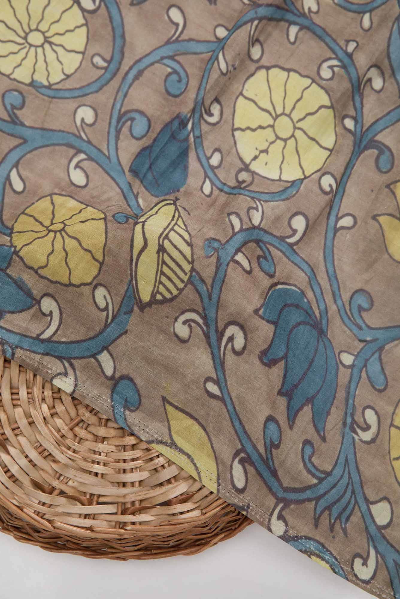 Brown Chanderi Silk Dress Material