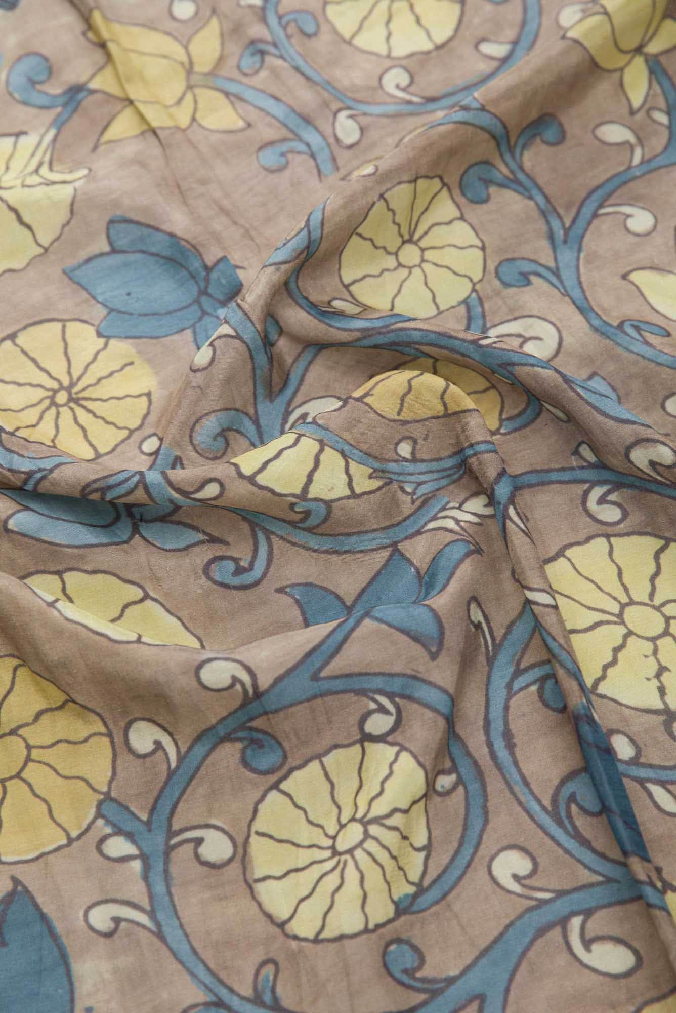 Brown Chanderi Silk Dress Material
